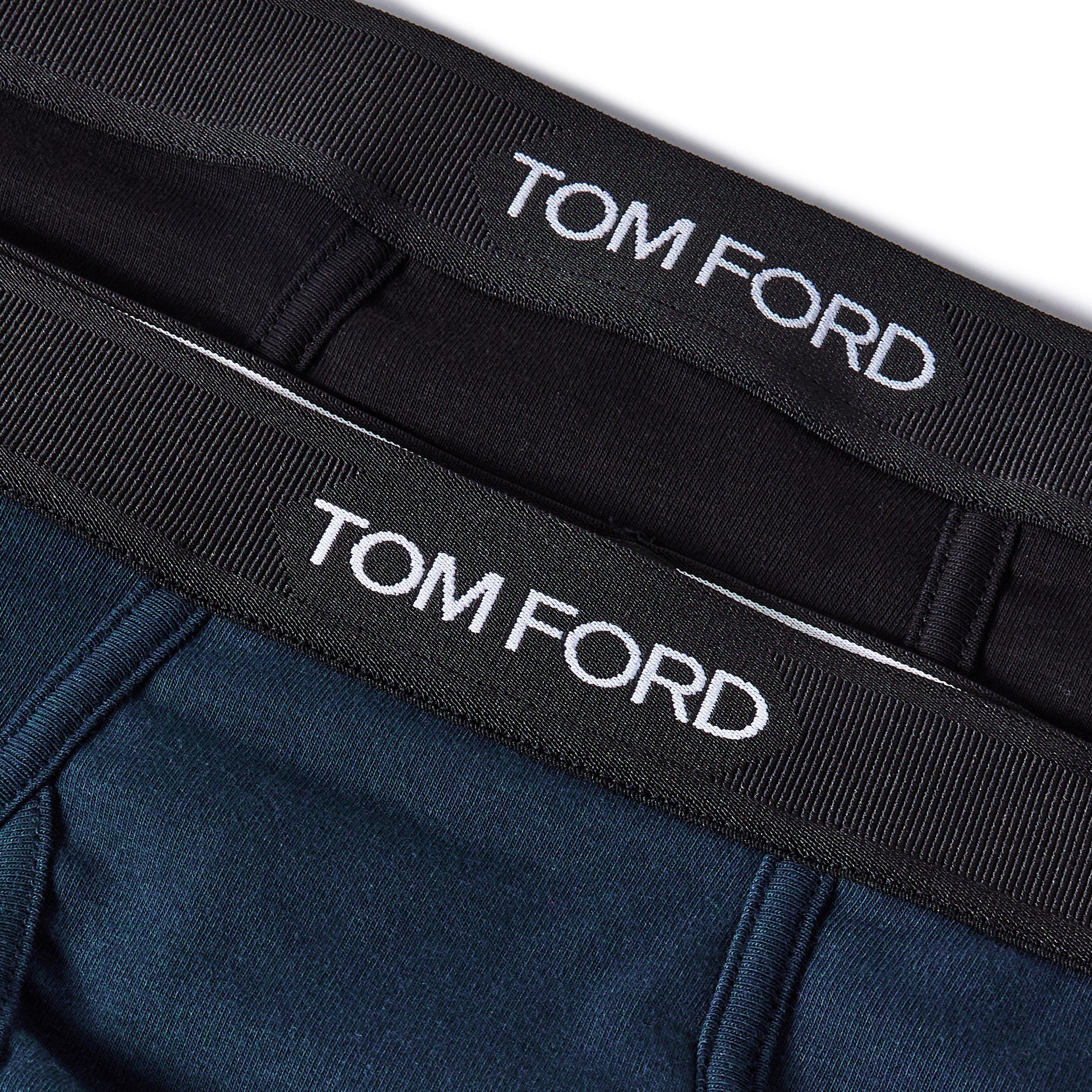 Black/Navy - Tom Ford - Men's Plain Cotton Briefs, 2-Pack - 3