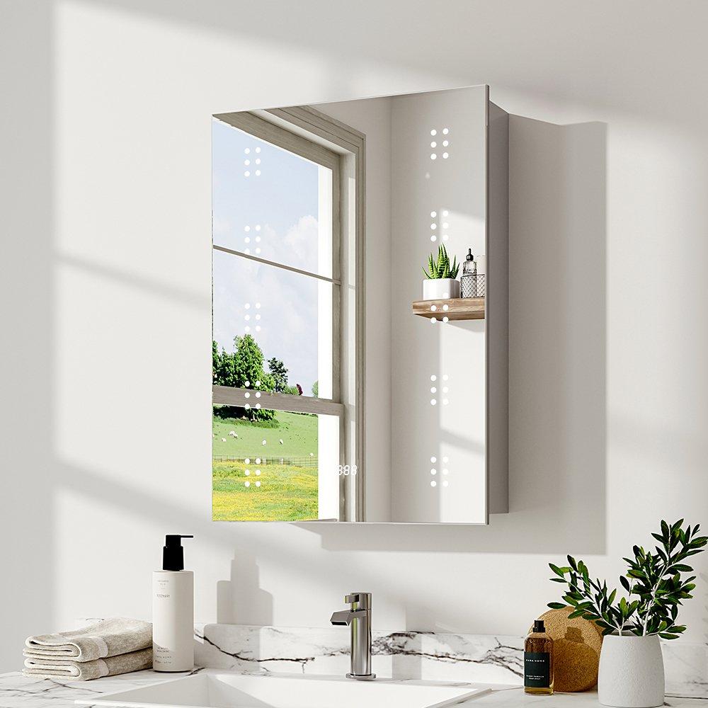 White - Kabinet UK - LED Wall-Mount Mirror Cabinet with Demister Pad - 1