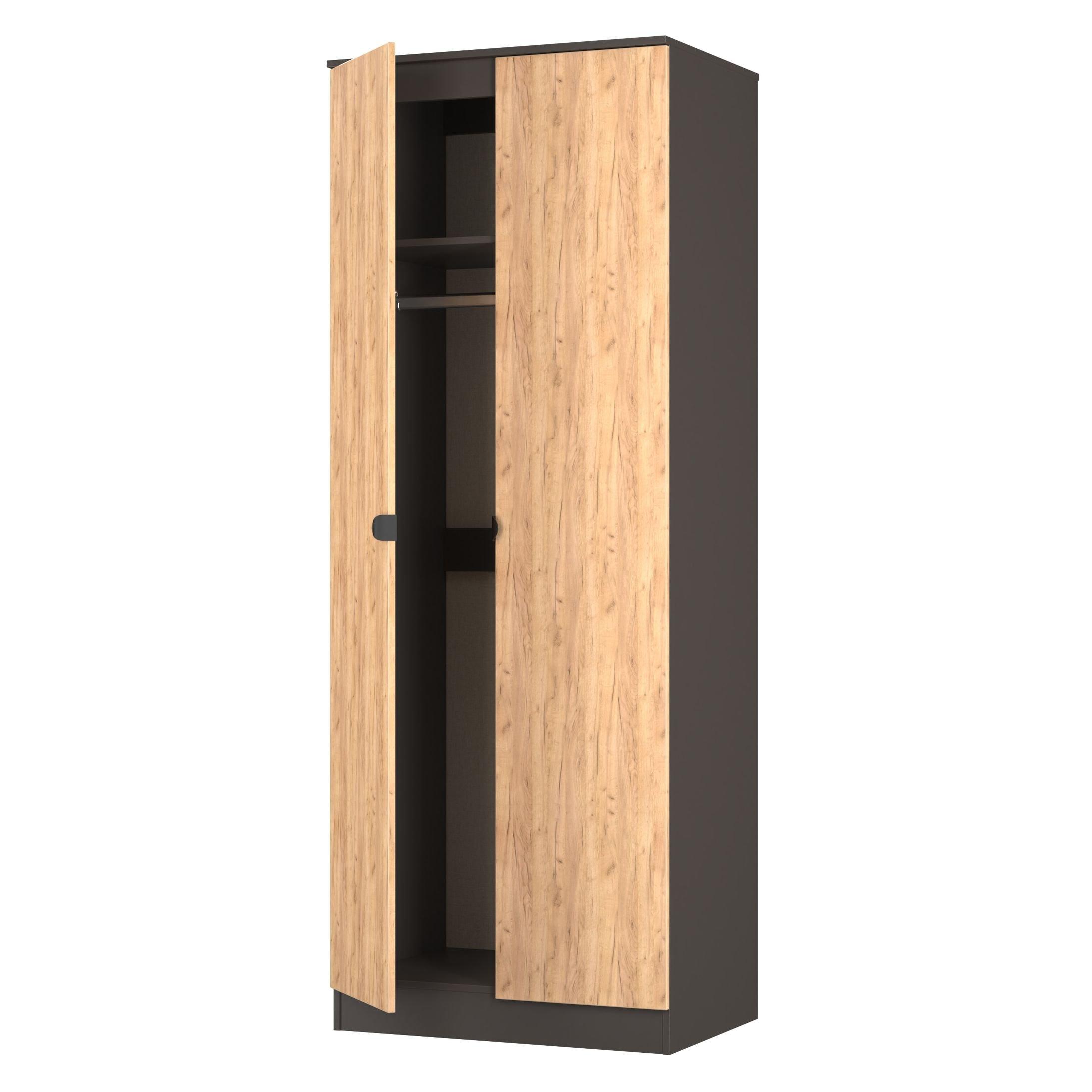 Craft Oak & Gra - Welcome Furniture - Solomon Double Wardrobe - 5