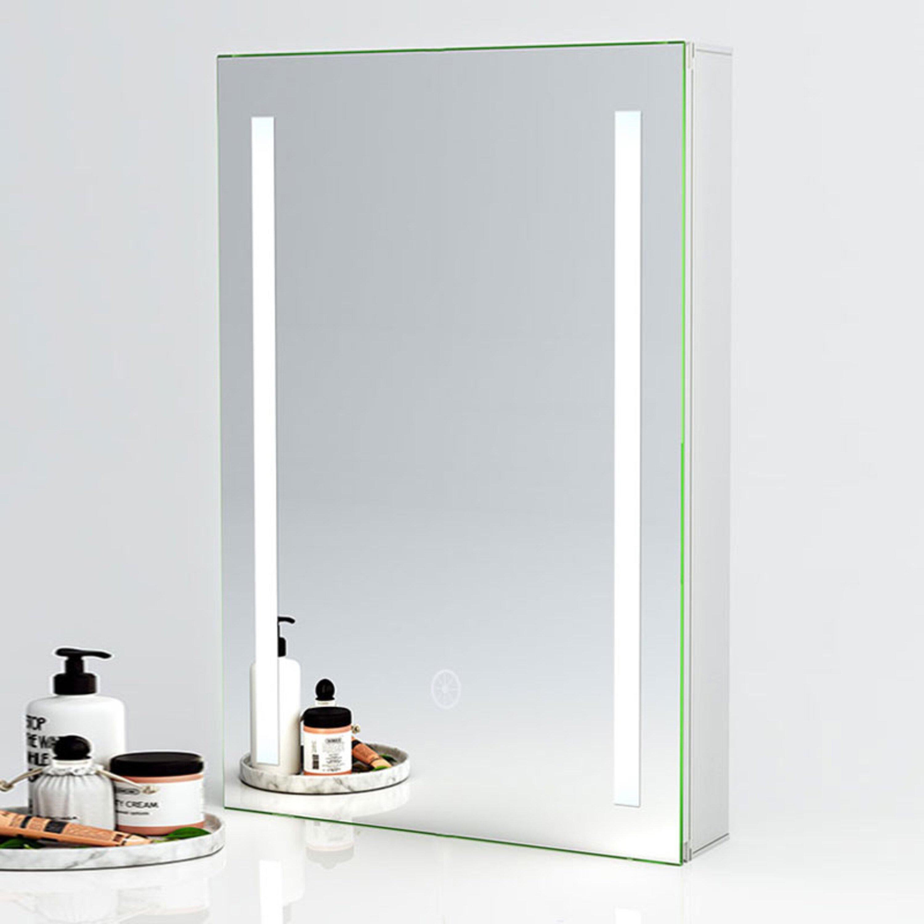 White - Kabinet UK - Wall-Mounted LED Bathroom Mirror Cabinet & Shelves - 1
