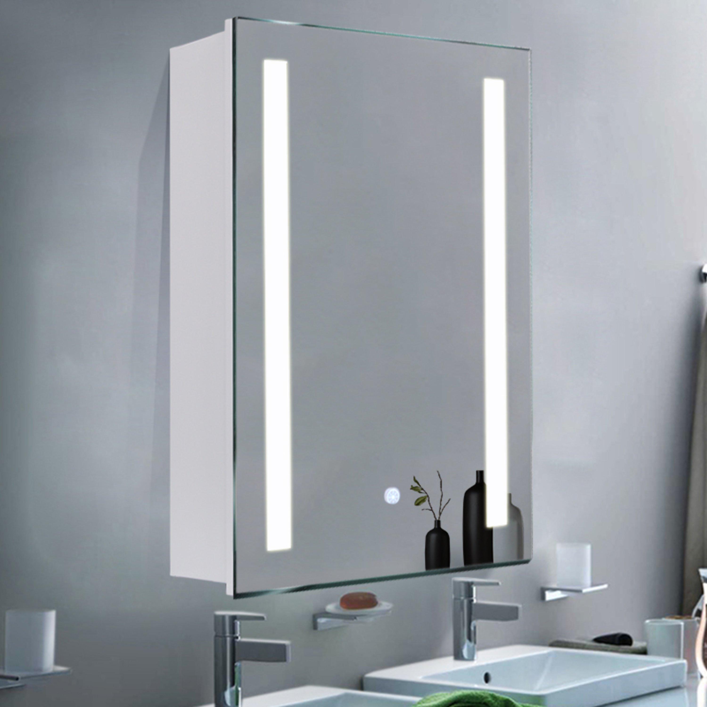 White - Kabinet UK - Wall-Mounted LED Bathroom Mirror Cabinet & Shelves - 2
