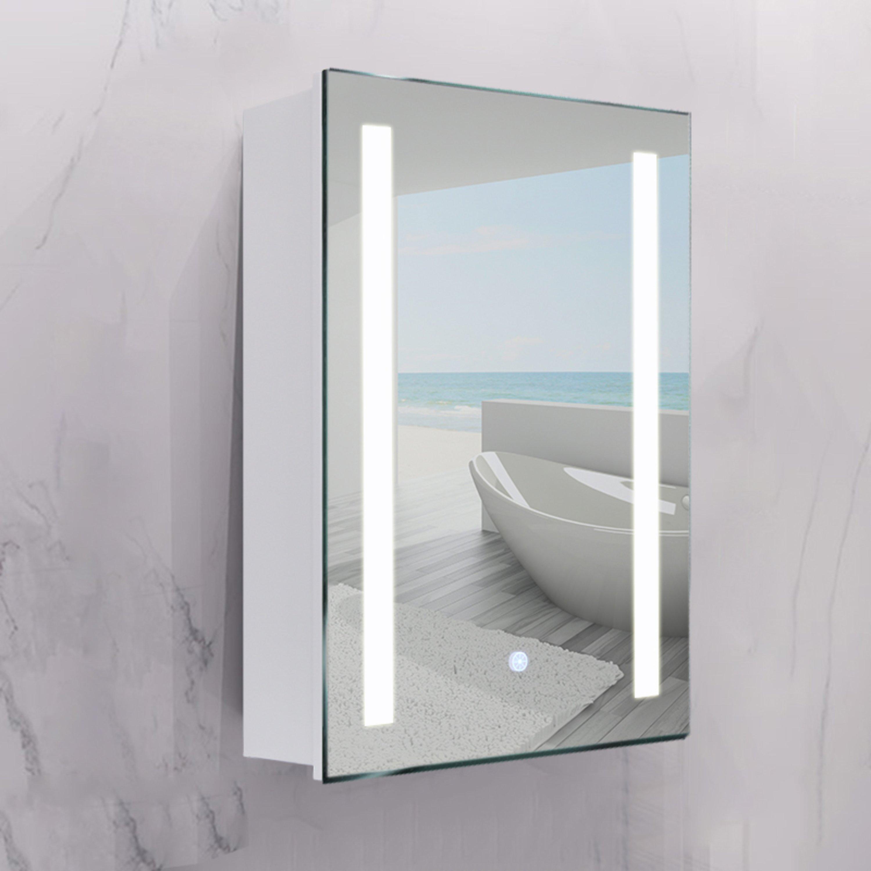 White - Kabinet UK - Wall-Mounted LED Bathroom Mirror Cabinet & Shelves - 4