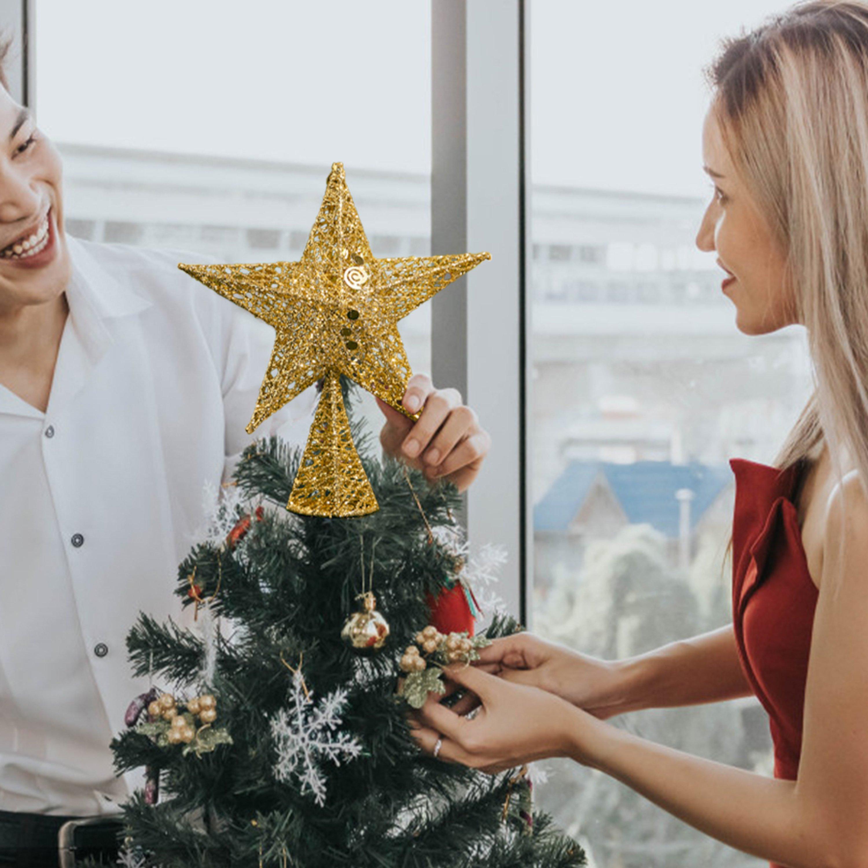 Gold - LIFE IDEAS - Wrought Iron Christmas Tree Topper Star Ornament - 2