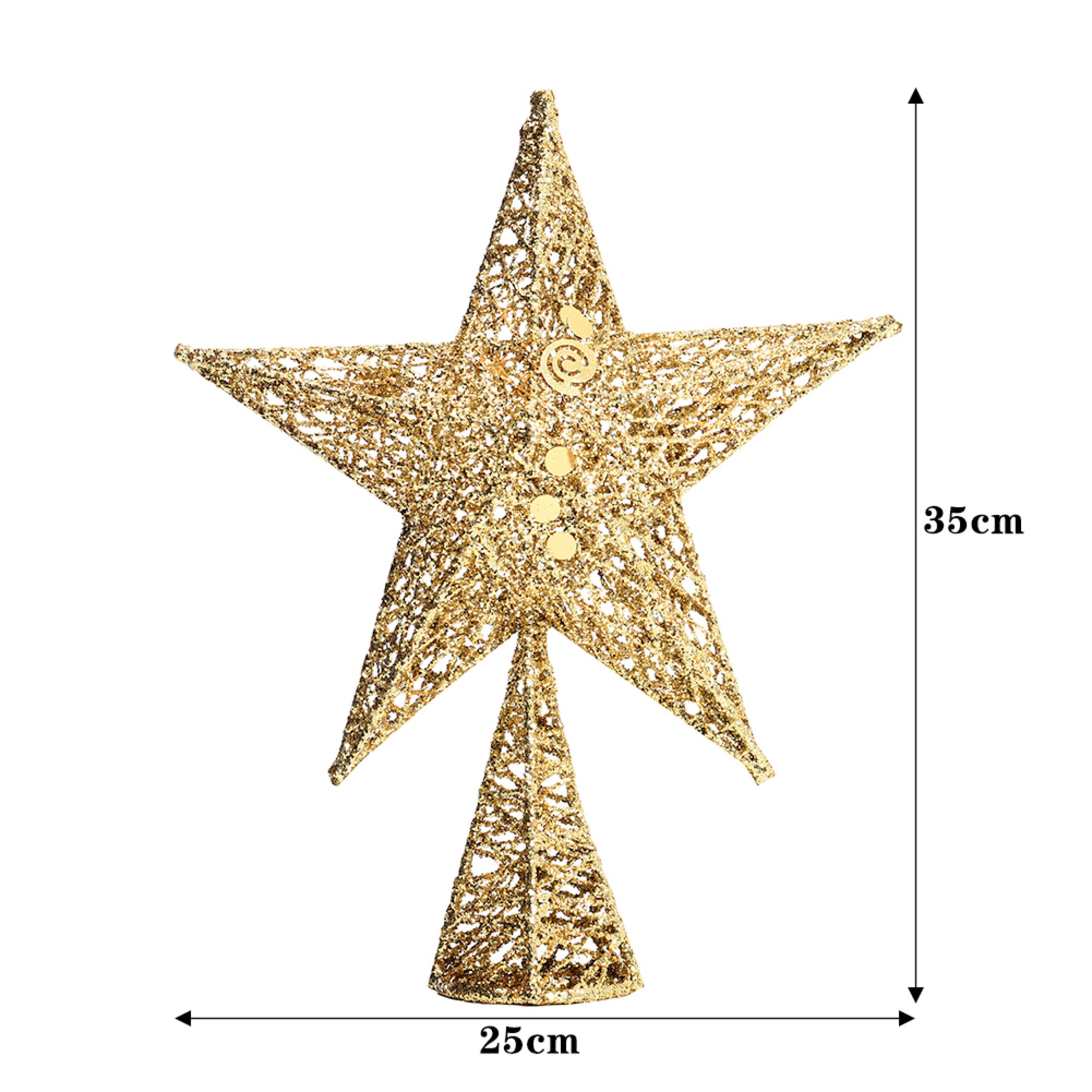 Gold - LIFE IDEAS - Wrought Iron Christmas Tree Topper Star Ornament - 4