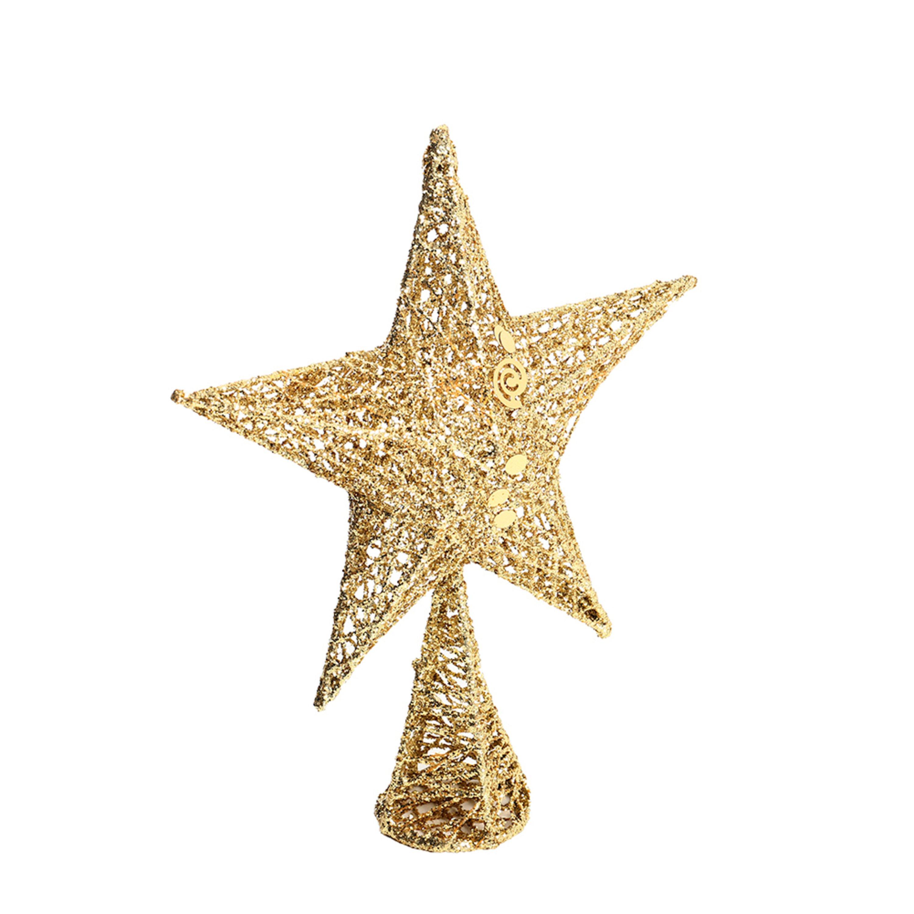 Gold - LIFE IDEAS - Wrought Iron Christmas Tree Topper Star Ornament - 6