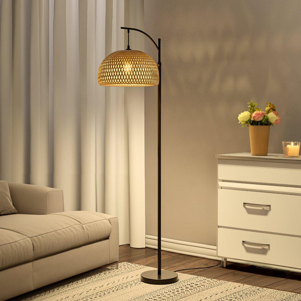 Brown Black - Kabinet UK - Traditional Woven Rattan Floor Lamp - 2