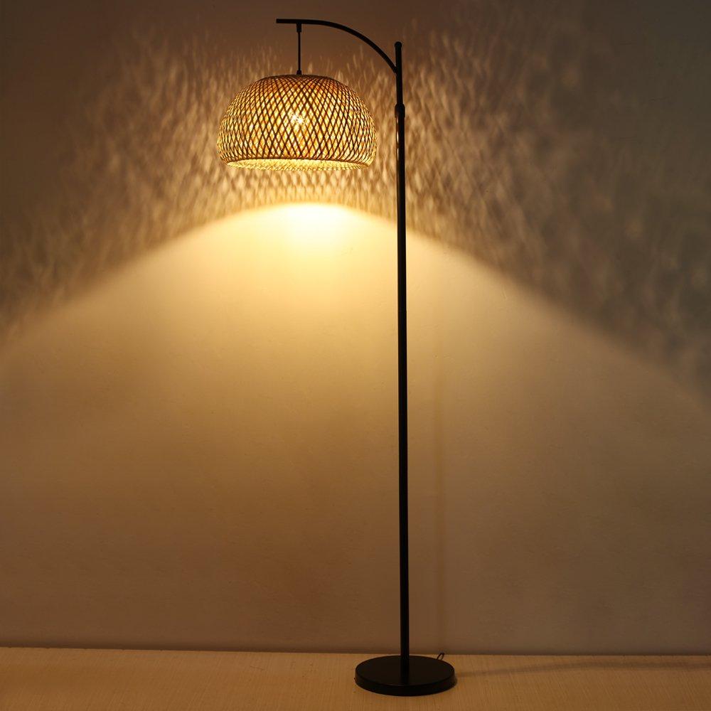 Brown Black - Kabinet UK - Traditional Woven Rattan Floor Lamp - 5