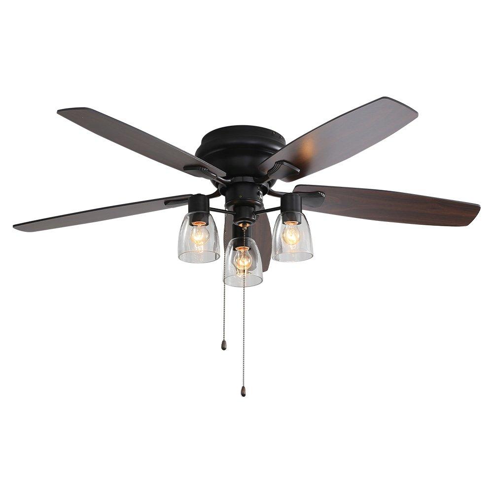 Black - Kabinet UK - 52-inch Low Profile Ceiling Fan Light with Remote - 1