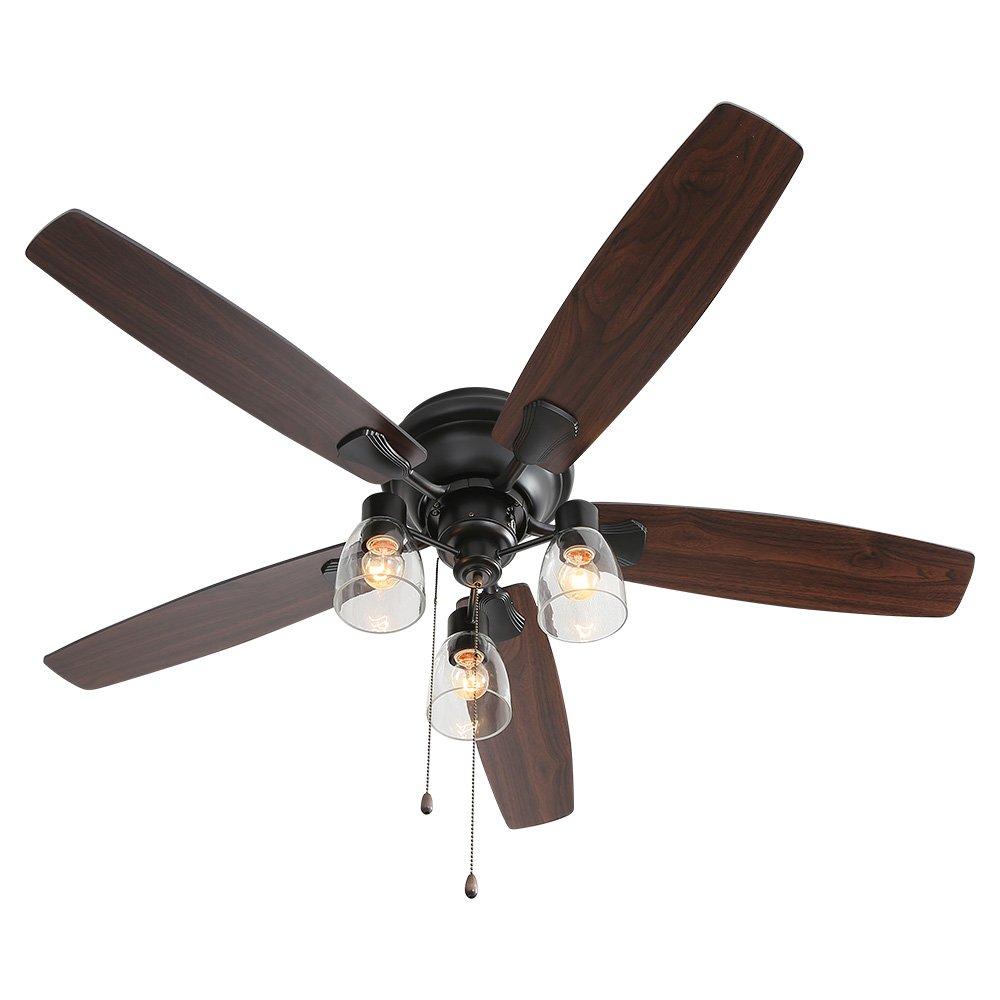 Black - Kabinet UK - 52-inch Low Profile Ceiling Fan Light with Remote - 2