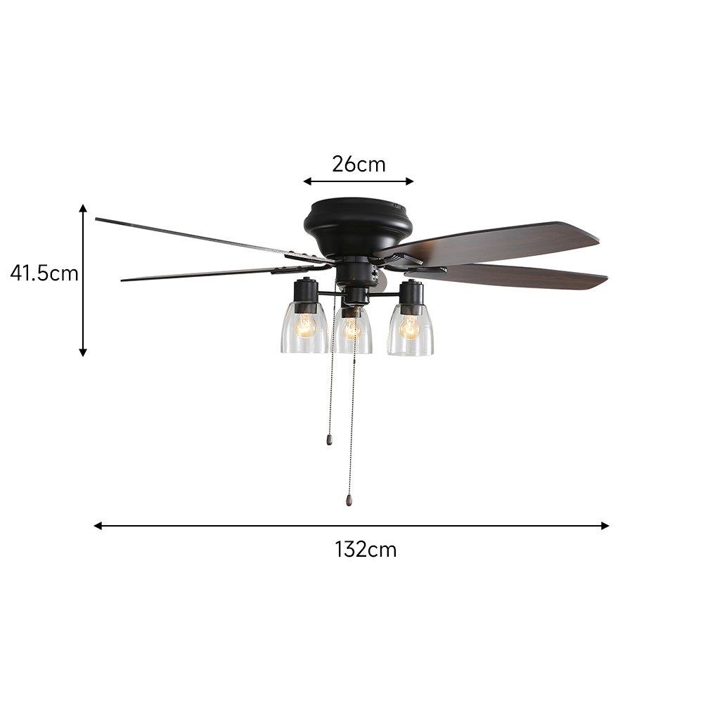 Black - Kabinet UK - 52-inch Low Profile Ceiling Fan Light with Remote - 8