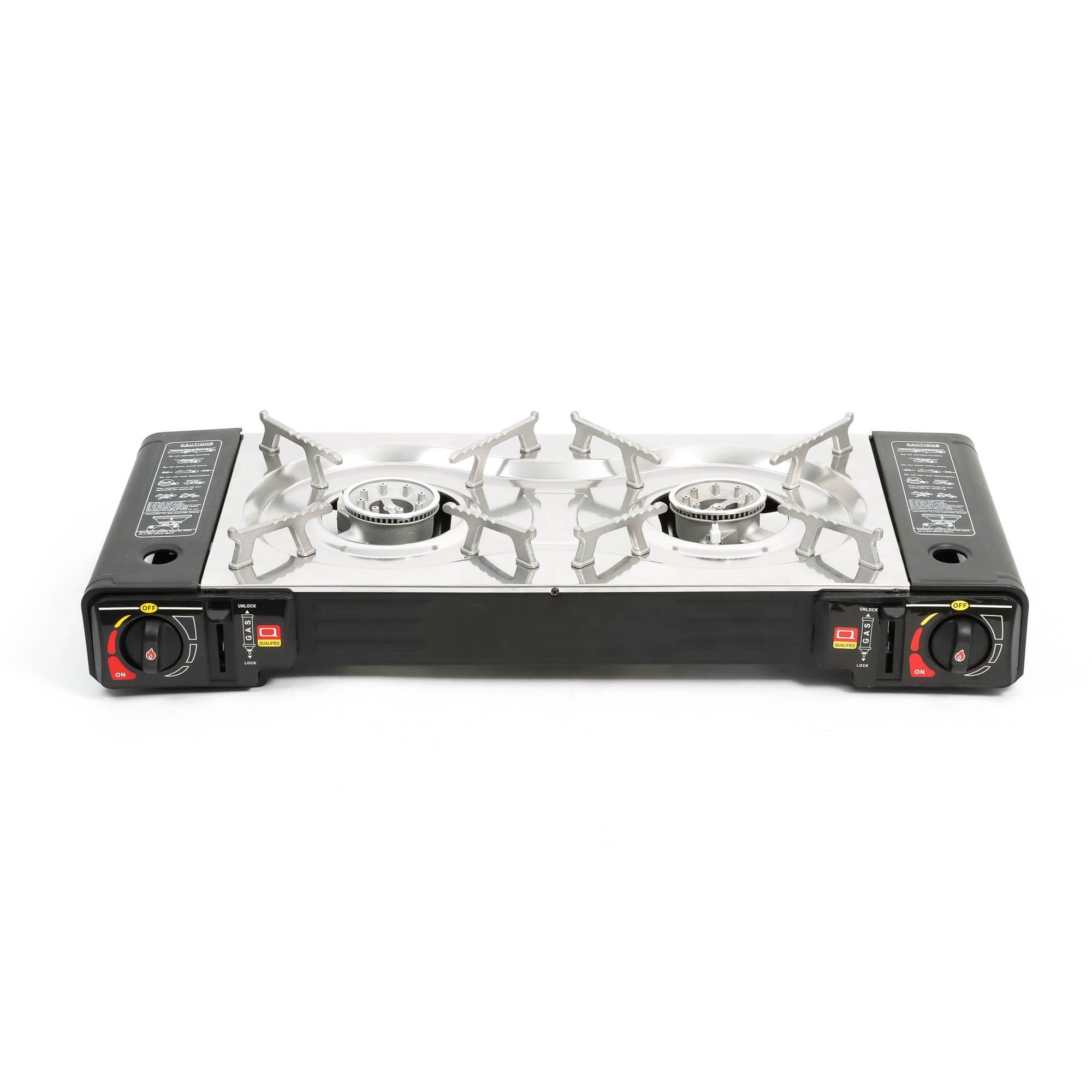 Black - Streetwize - Double burner portable gas stove. - 1