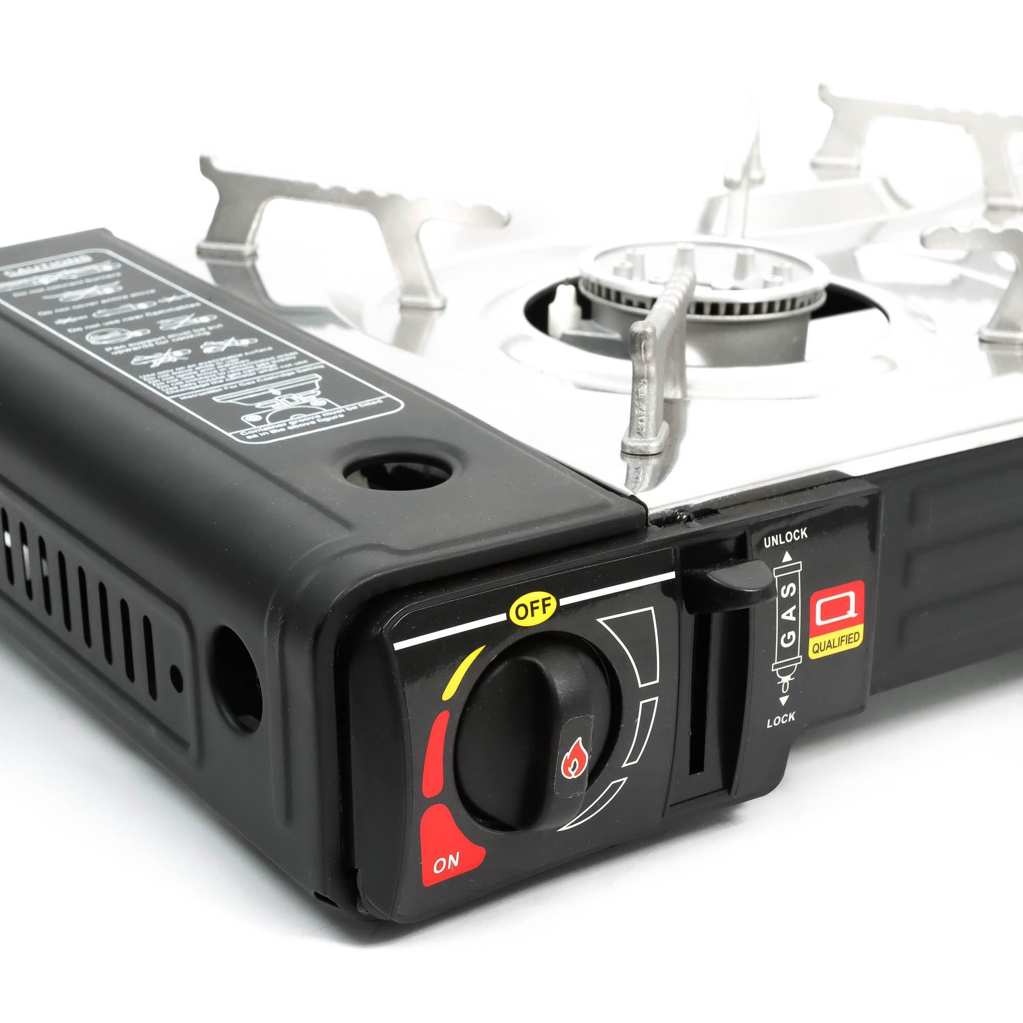 Black - Streetwize - Double burner portable gas stove. - 3