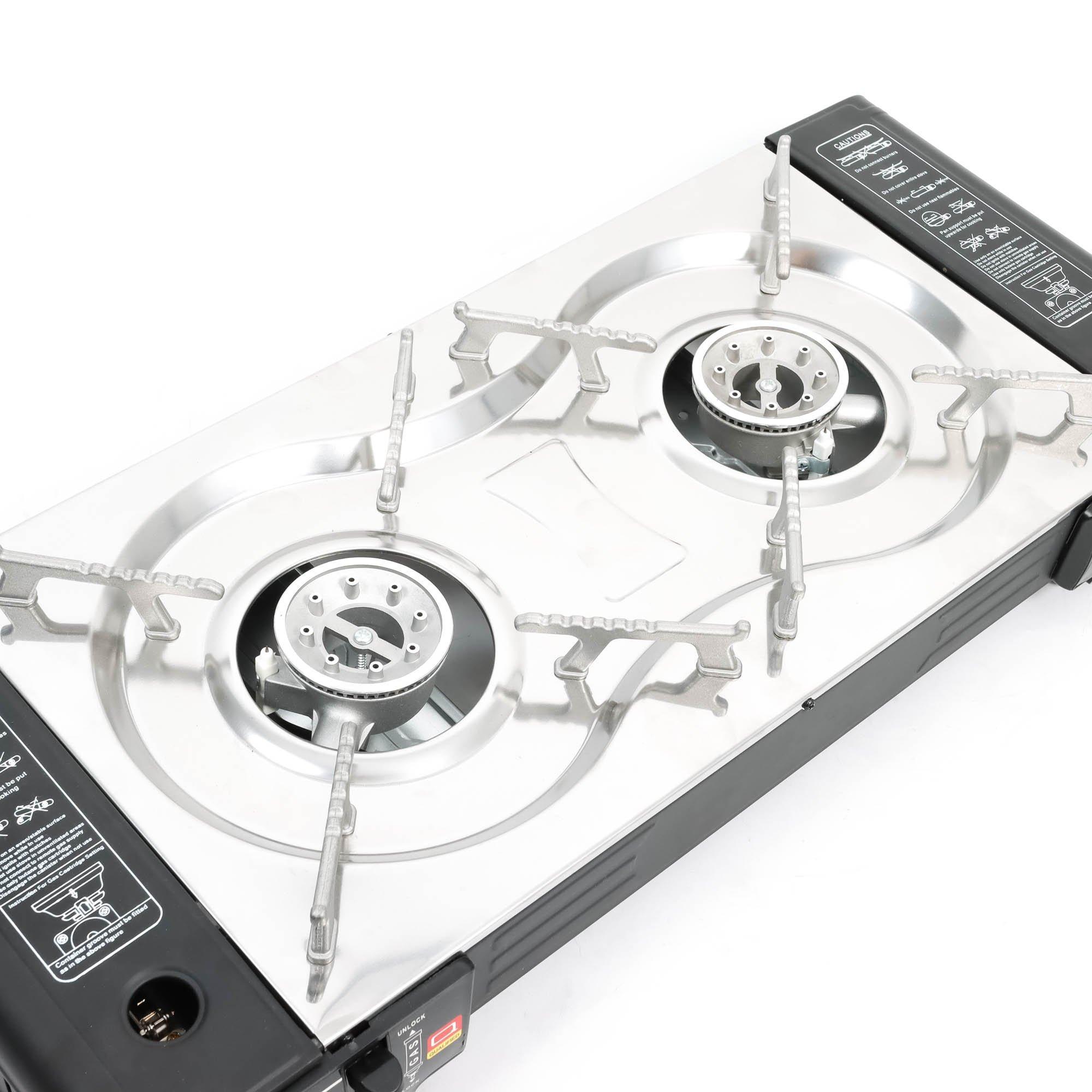 Black - Streetwize - Double burner portable gas stove. - 4
