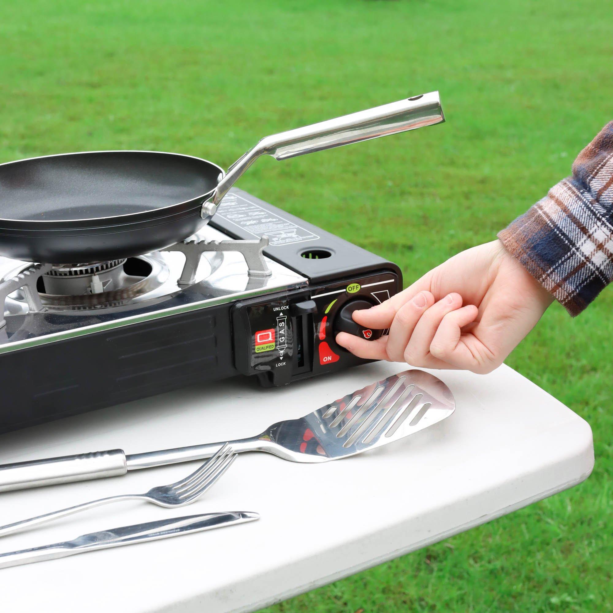 Black - Streetwize - Double burner portable gas stove. - 5