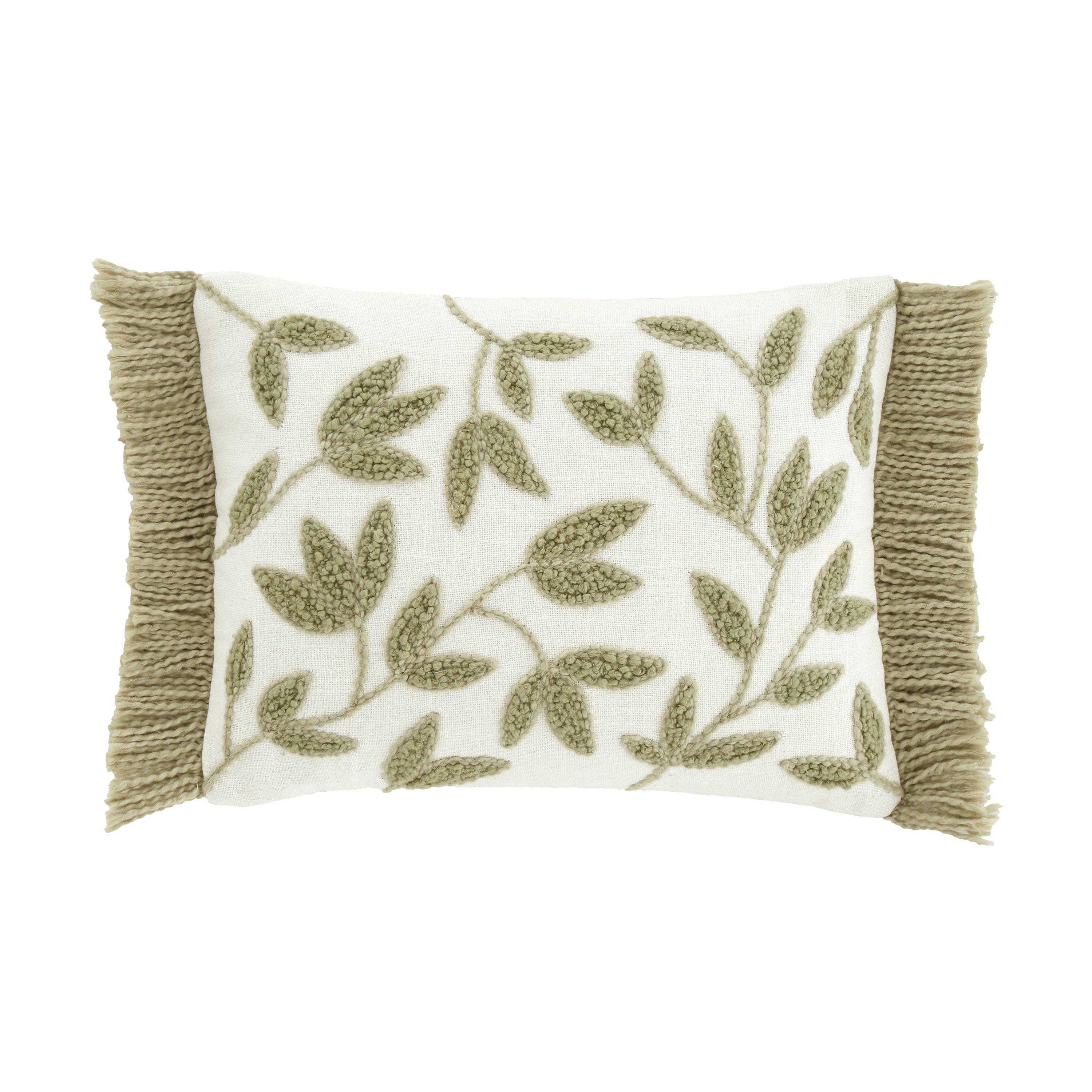 Green - Catherine Lansfield - Tufted Sorrel Leaves Cotton Cushion - 3