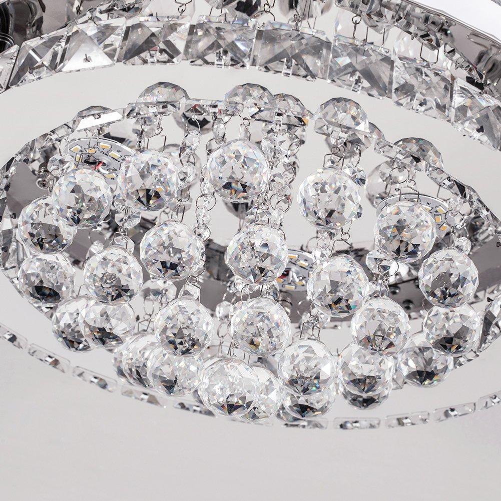 Silver - Kabinet UK - Round Crystal-Droplet LED Semi-Flush Ceiling Light - 4