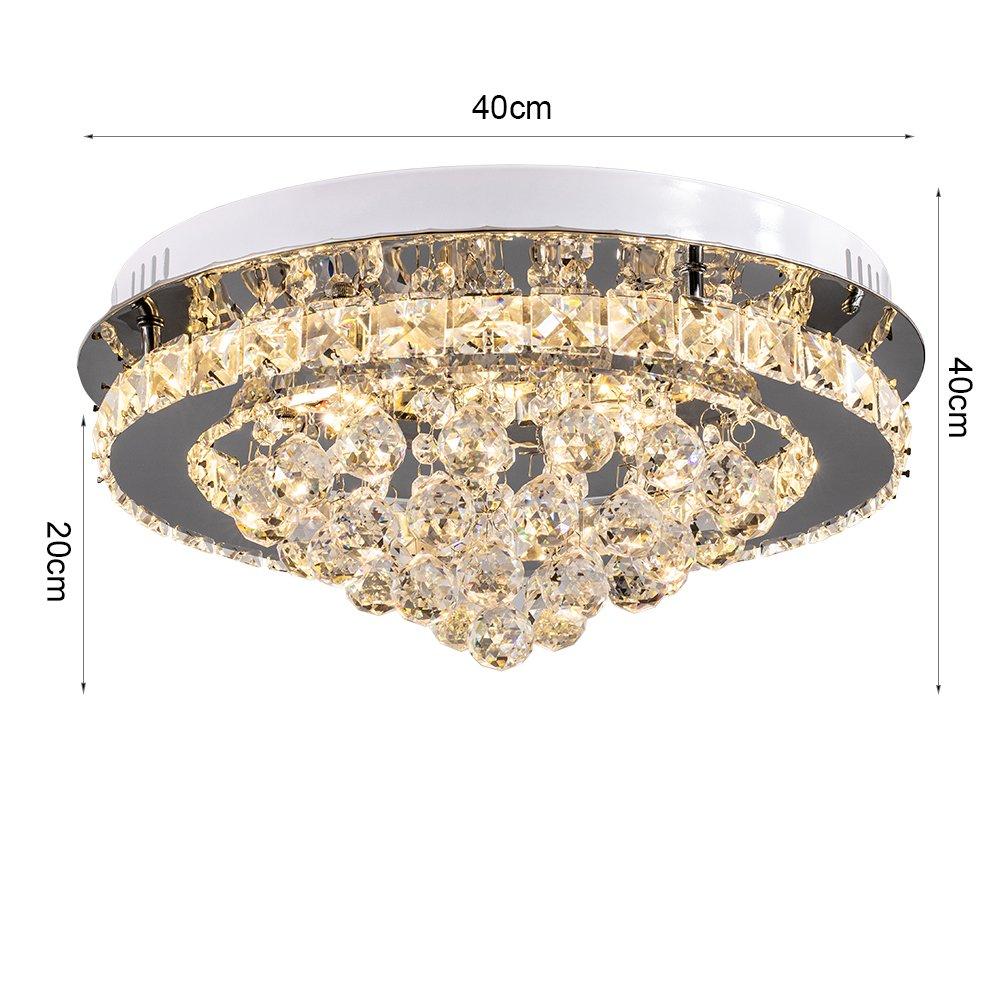 Silver - Kabinet UK - Round Crystal-Droplet LED Semi-Flush Ceiling Light - 6