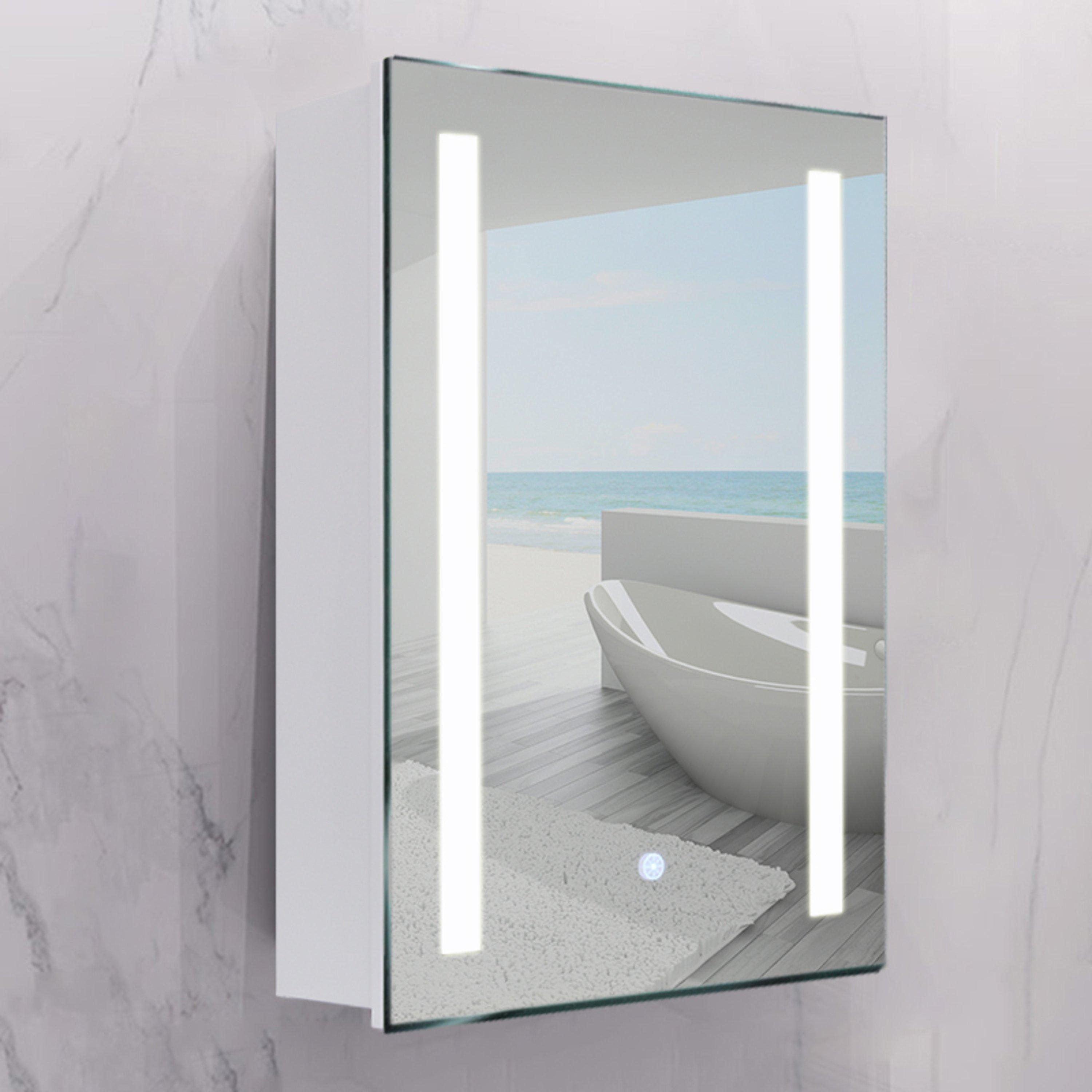 White - Kabinet UK - Wall-Mounted LED Mirror Medicine Cabinet & Shelves - 1