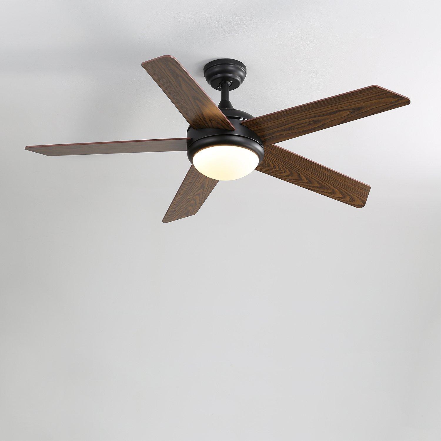 Kabinet Uk  Rustic 5-Blade Led Ceiling Fan With Remote - Brown