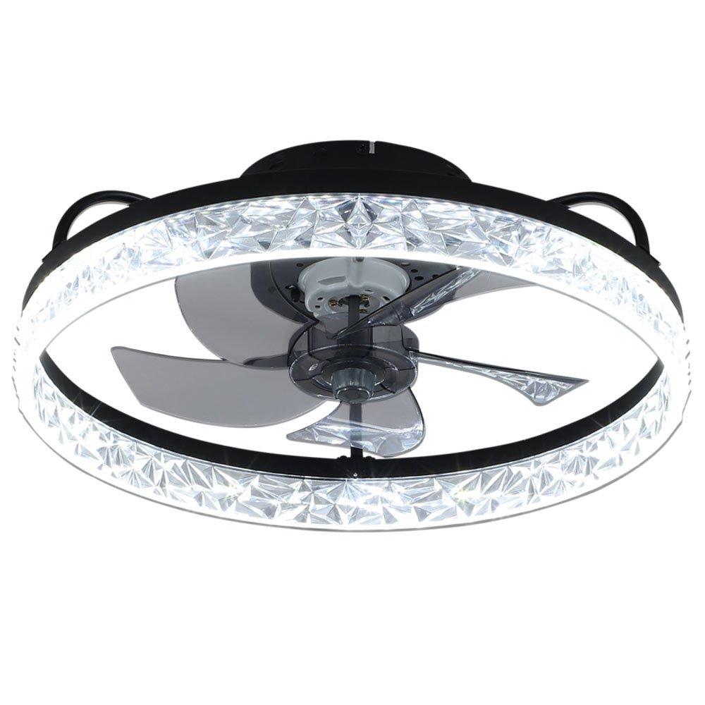 Black - Kabinet UK - Modern Round Crystal Ceiling Fan with Light - 2