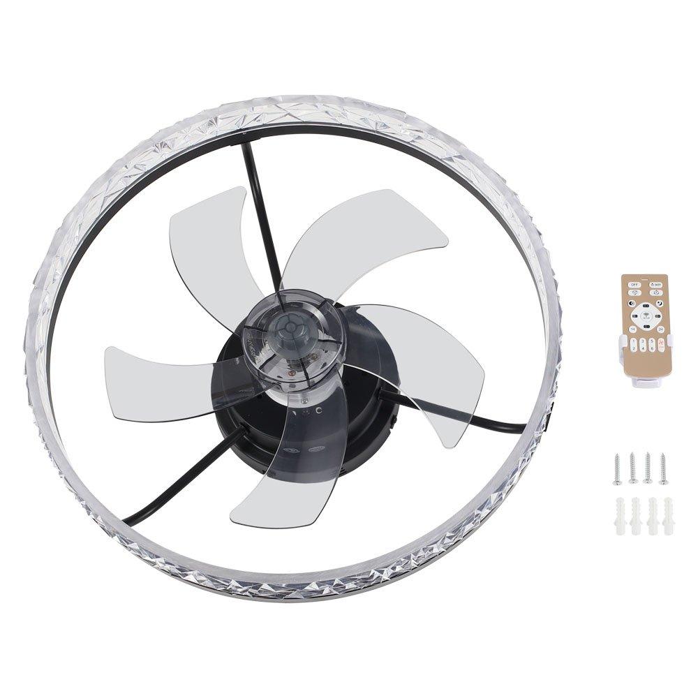 Black - Kabinet UK - Modern Round Crystal Ceiling Fan with Light - 4
