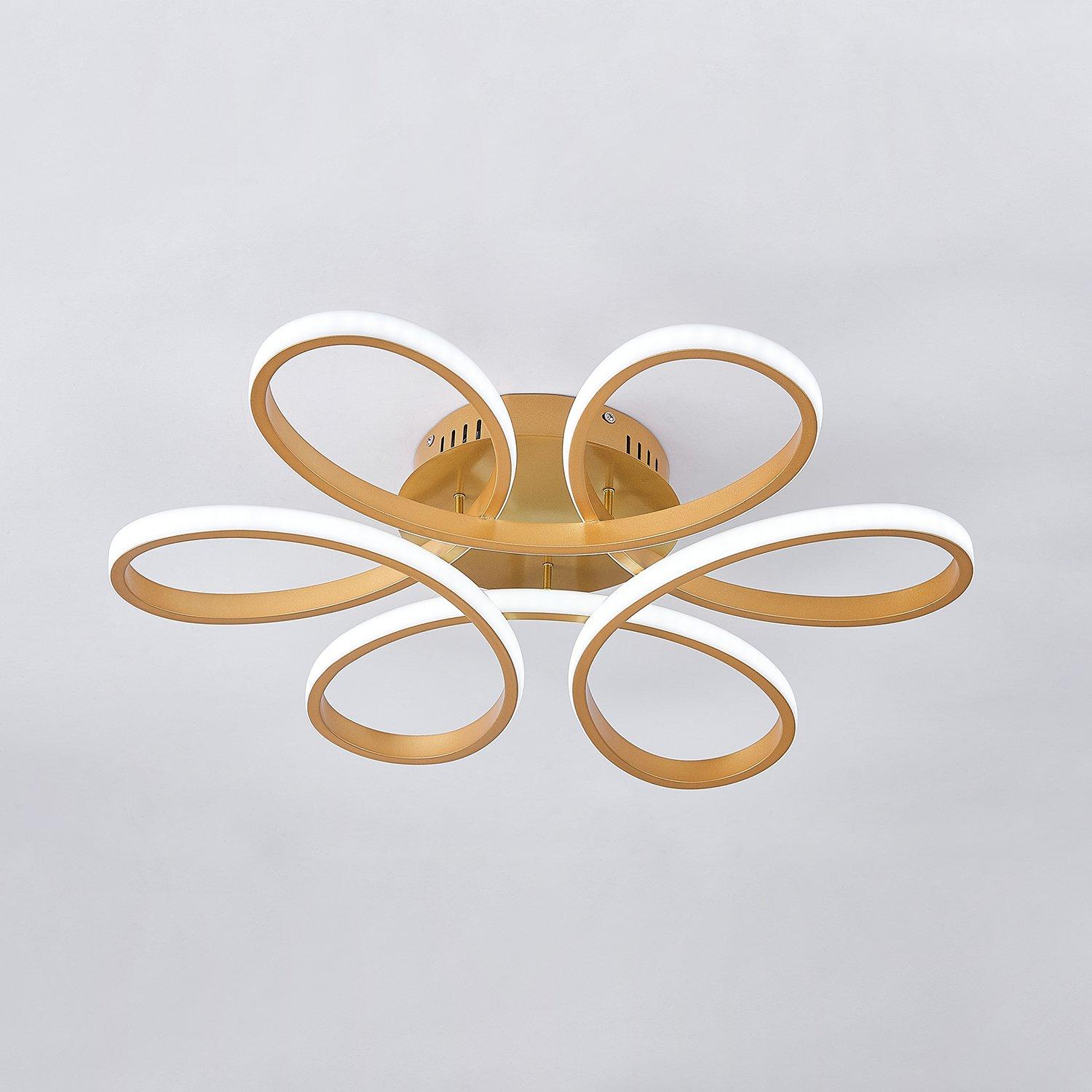 Kabinet Uk  Modern Acrylic Petal Led Semi Ceiling Light - Gold
