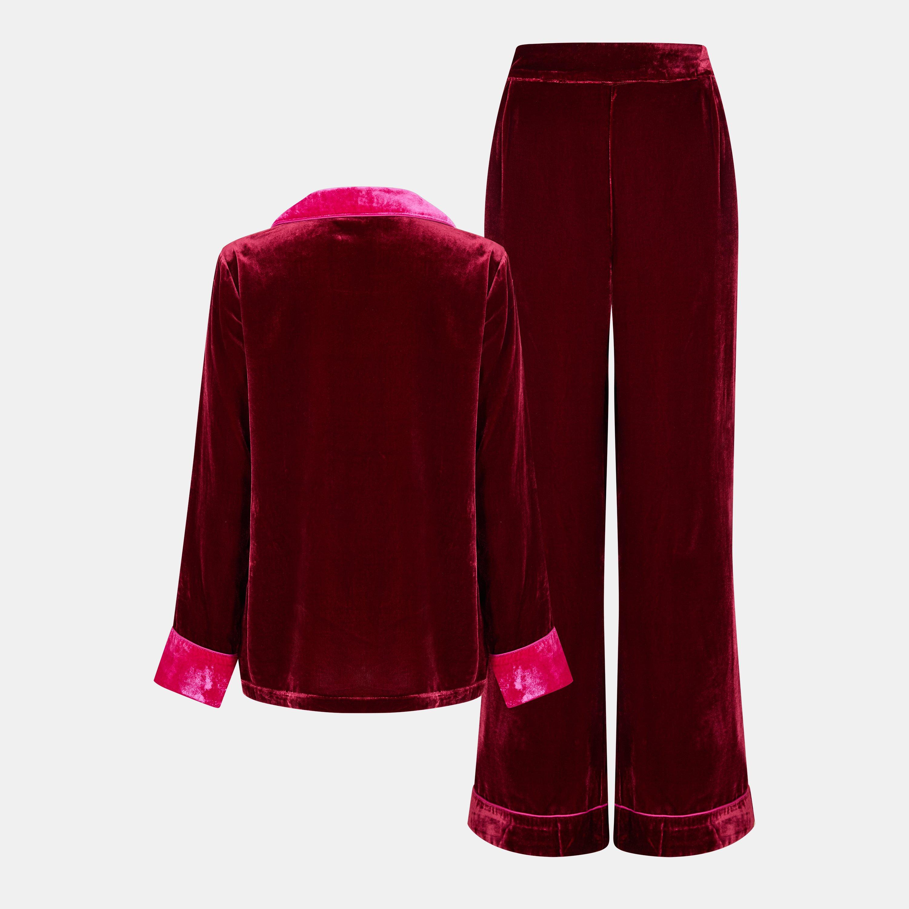Burgundy - Its 9pm - Women's Clara Silk Long Sleeve Pyjama Sets - 1