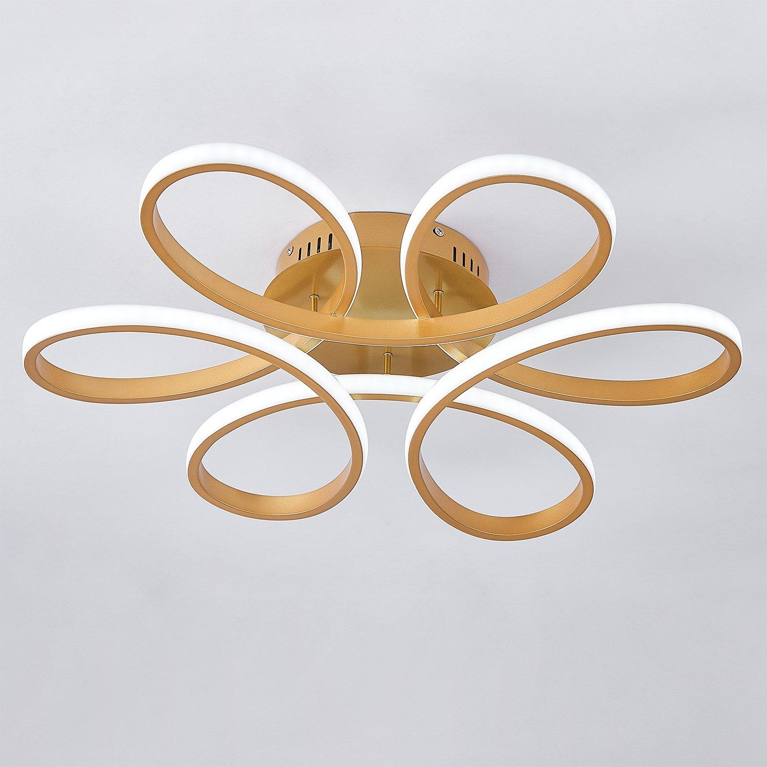 Kabinet Uk  Modern Acrylic Petal Led Semi Ceiling Light - Gold
