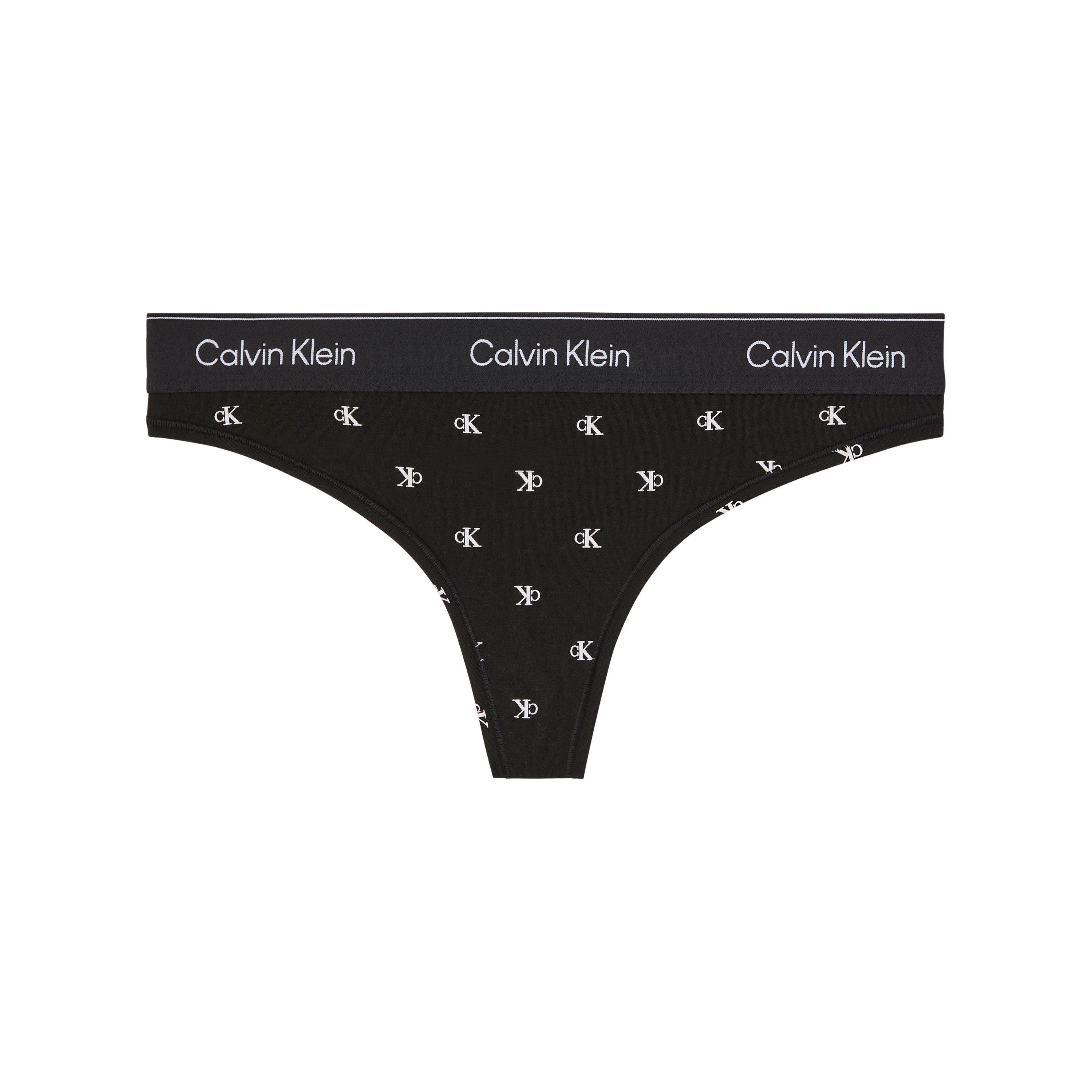 Calvin Klein Women's Modern Thong - Black Ck Logo - 8 (XS)