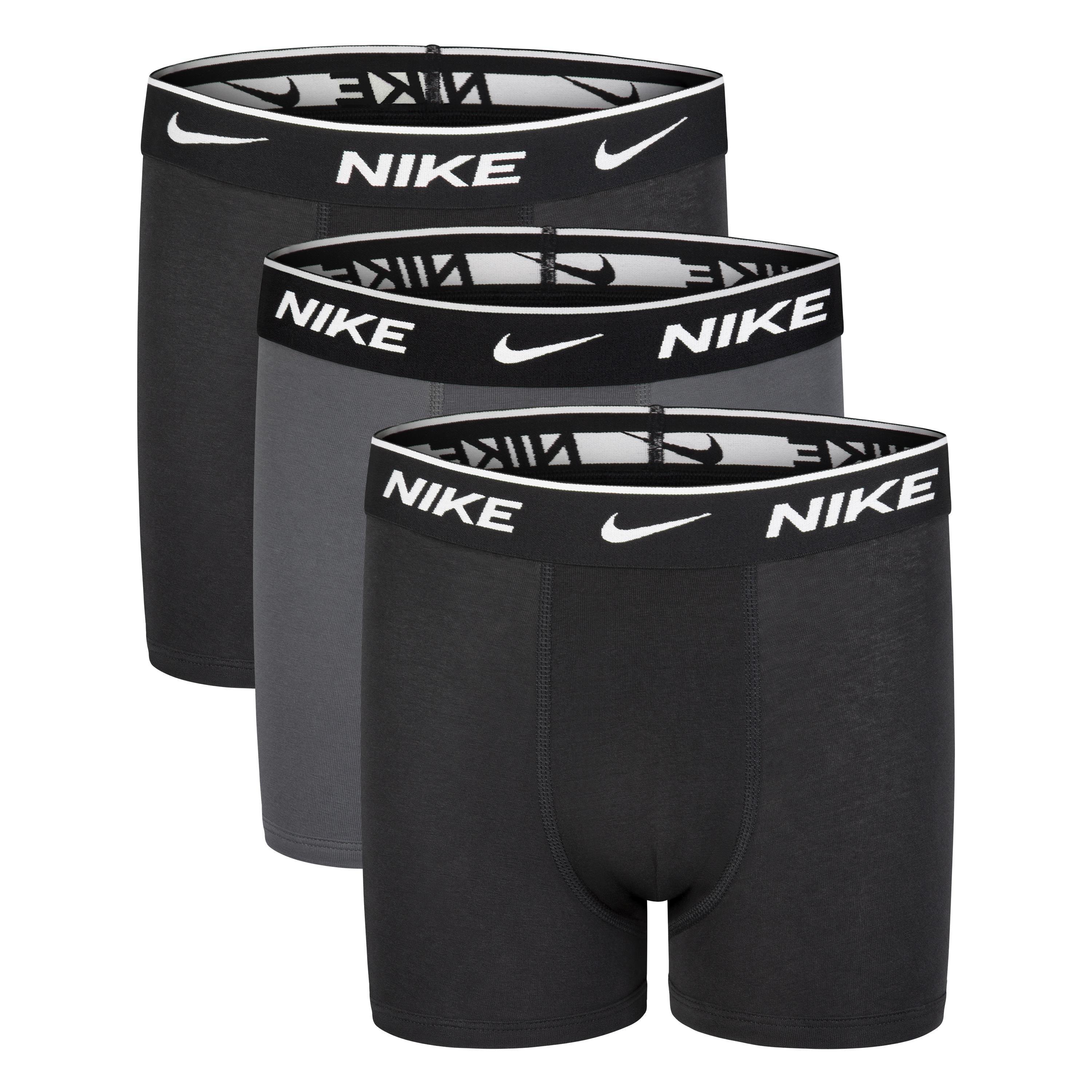 Nike Boys Cotton Boxer Brief 3 Pack - Black/Grey - 7-8