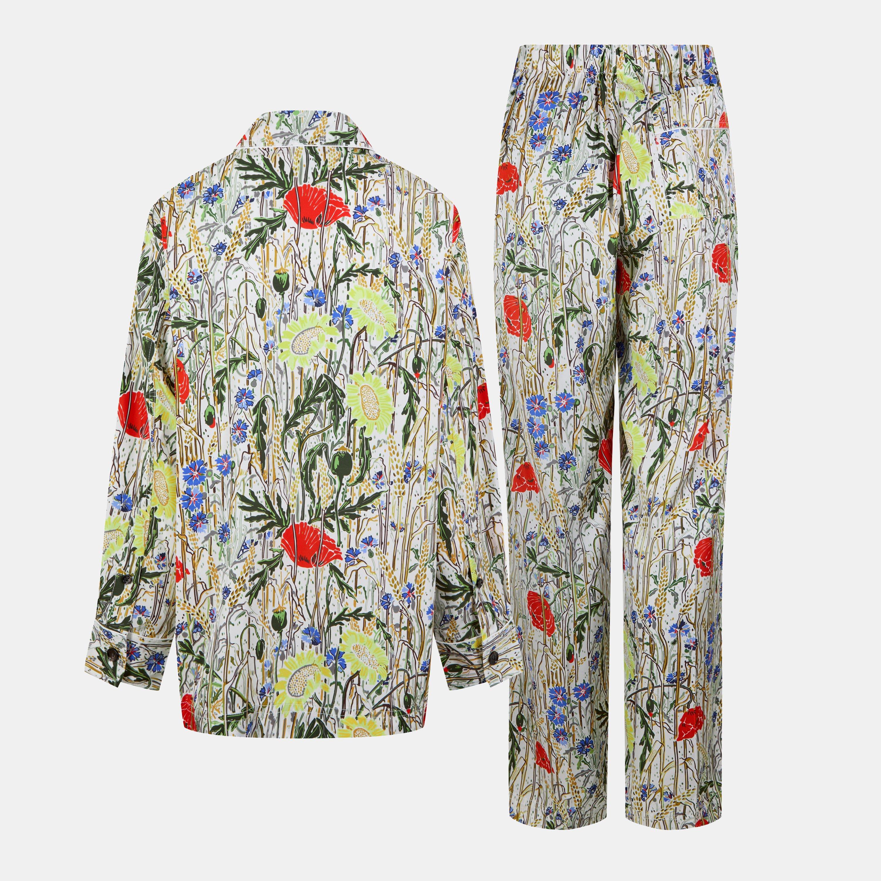 Chalk Hibiscus - Bottega Veneta - Flower Viscose & Silk Pyjama Set - 2
