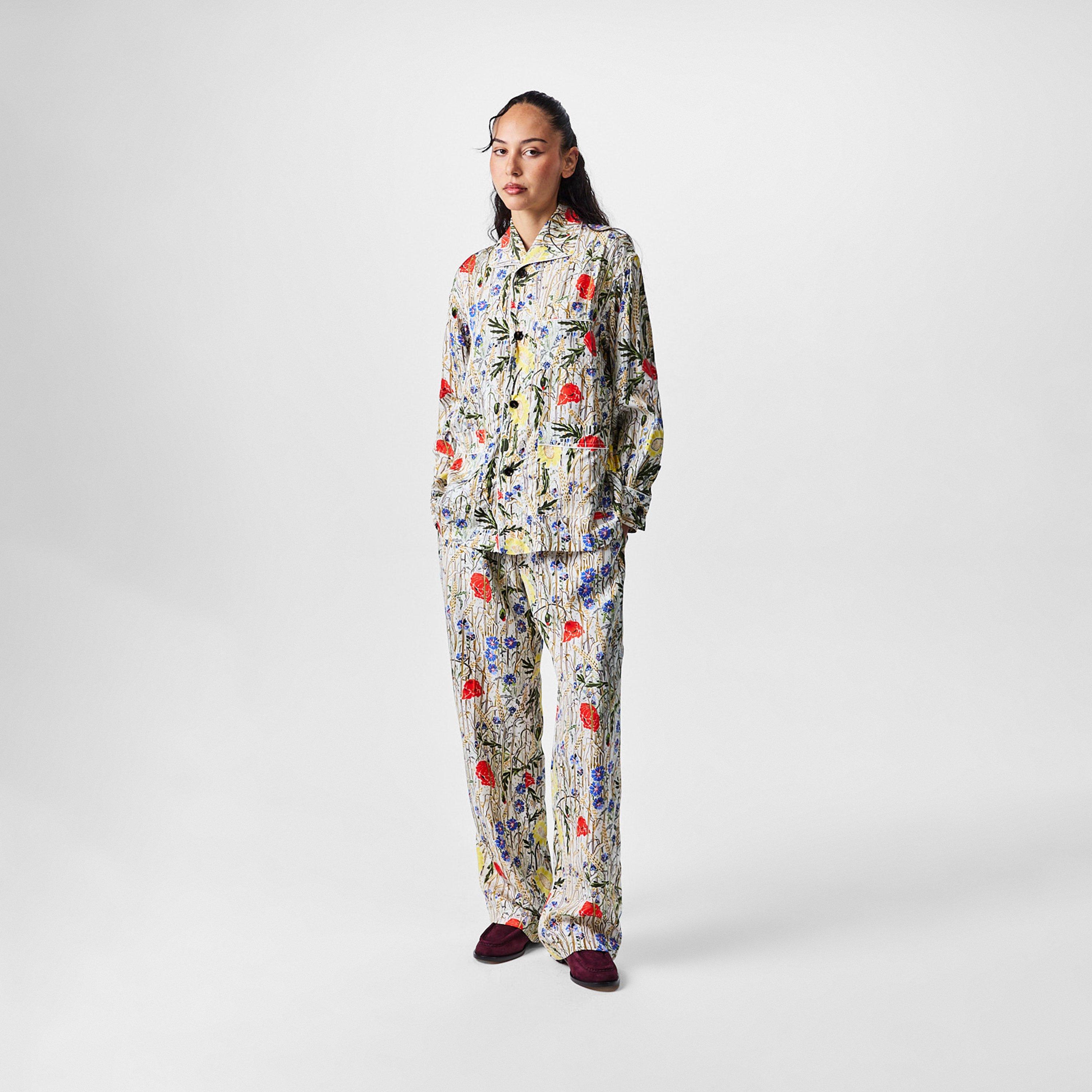 Chalk Hibiscus - Bottega Veneta - Flower Viscose & Silk Pyjama Set - 6