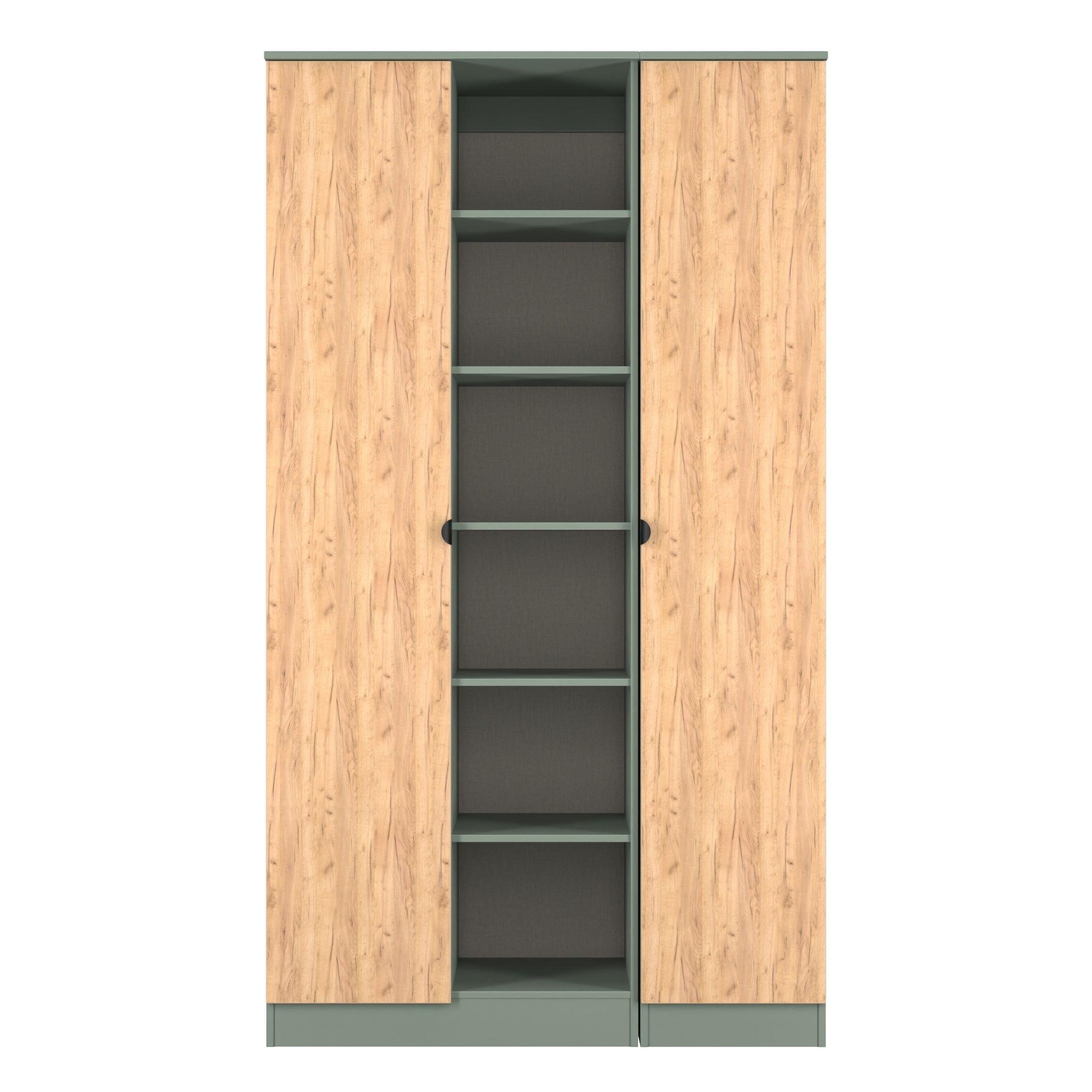 Craft Oak & Ree - Welcome Furniture - Solomon 2 Door Open Shelf Triple Wardrobe - 1