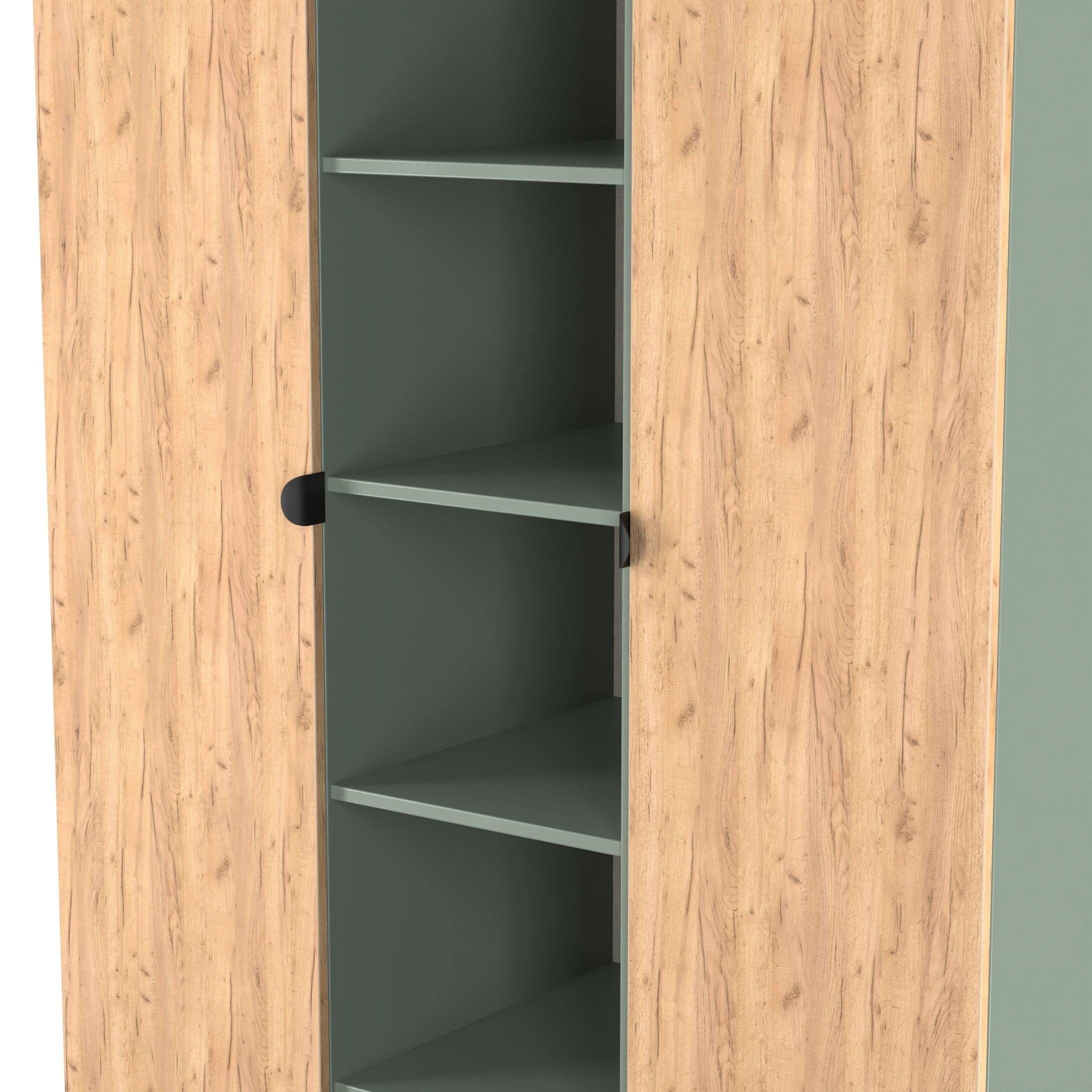 Craft Oak & Ree - Welcome Furniture - Solomon 2 Door Open Shelf Triple Wardrobe - 5