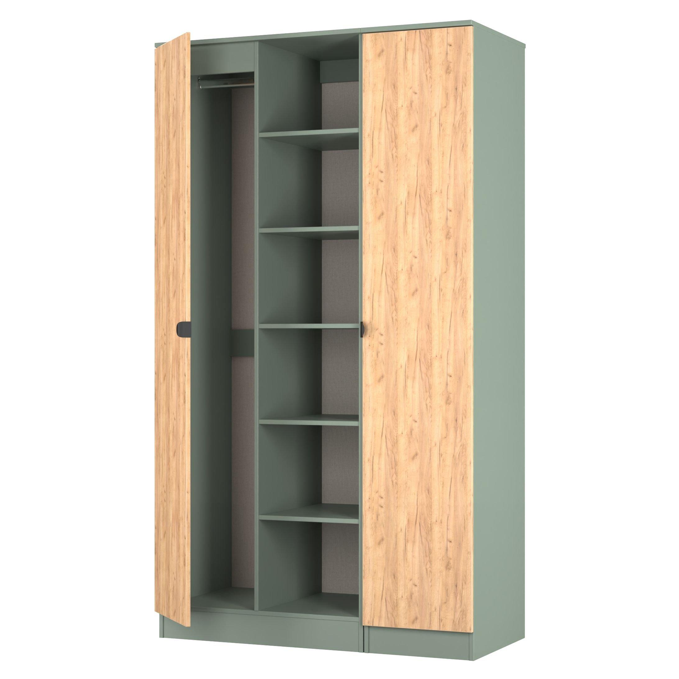 Craft Oak & Ree - Welcome Furniture - Solomon 2 Door Open Shelf Triple Wardrobe - 6