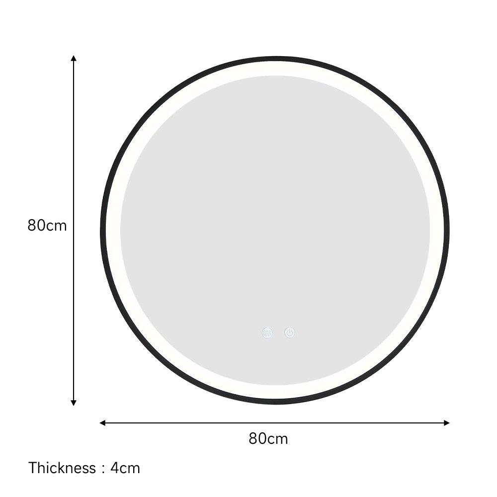 Black - Kabinet UK - Round Metal Framed LED Wall Mirror