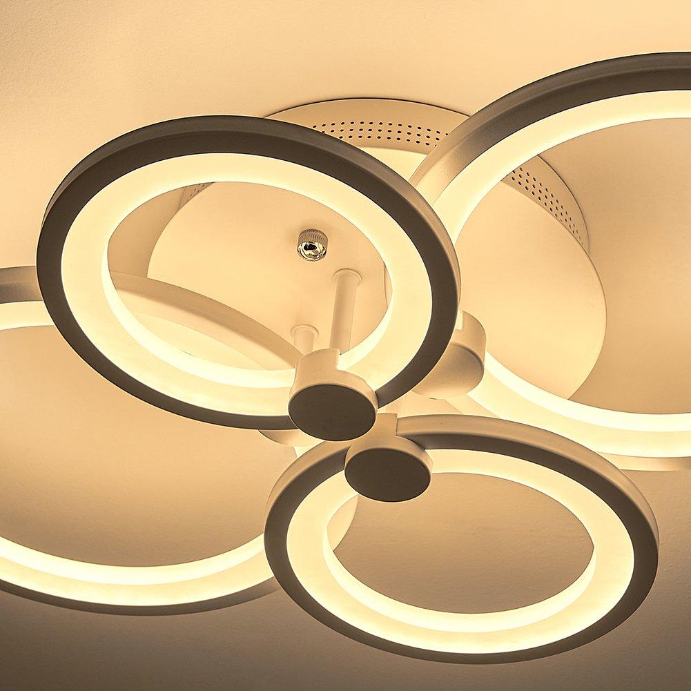 White - Kabinet UK - Modern Circular LED Semi-Flush Ceiling Light - 3