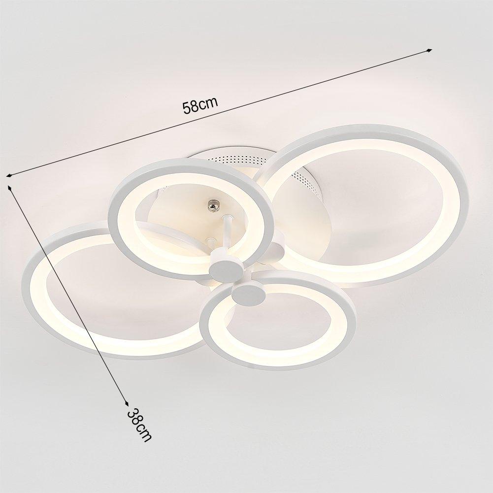 White - Kabinet UK - Modern Circular LED Semi-Flush Ceiling Light - 5