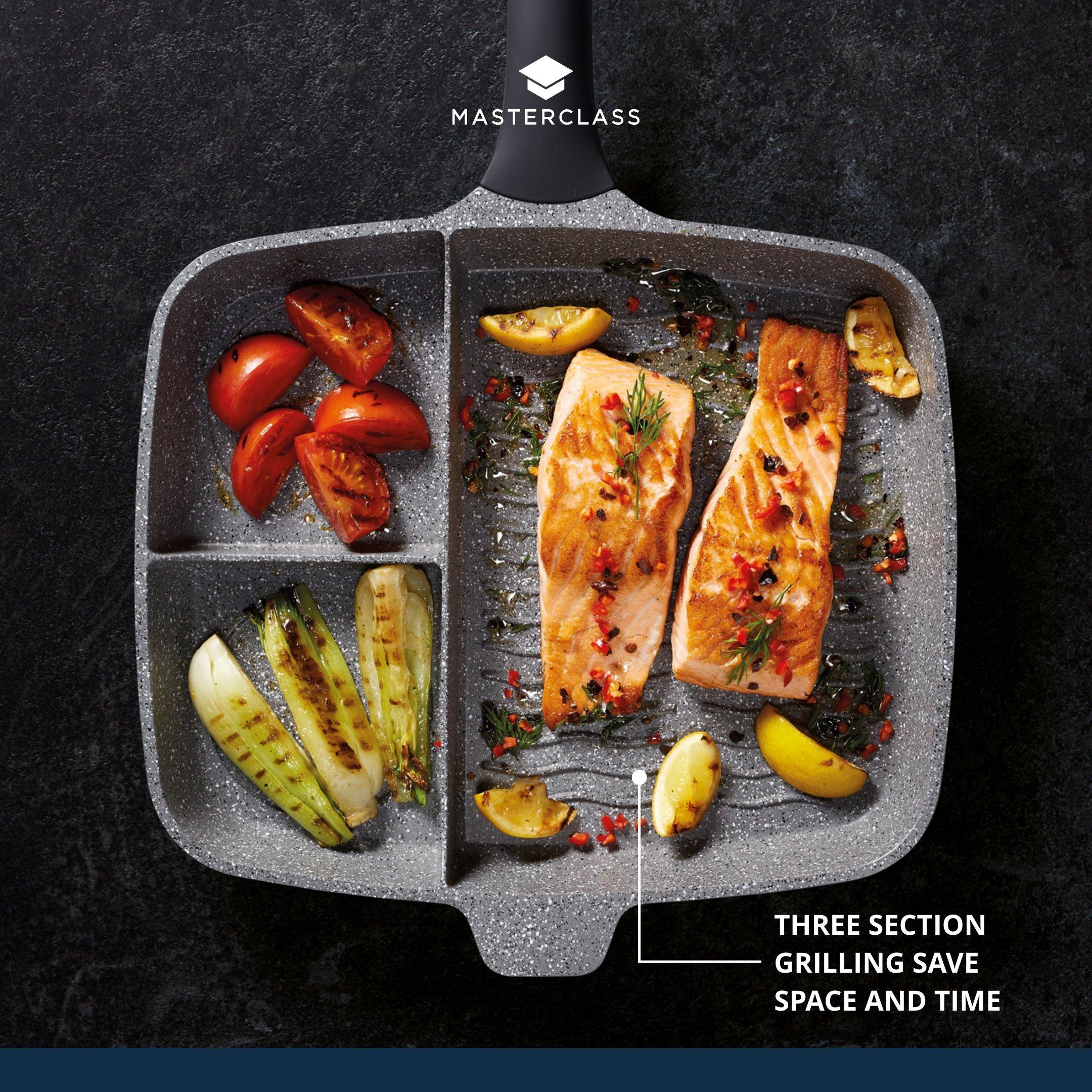 Grey - MasterClass - MasterClass Cast Aluminium Three Section Grill Pan - 2