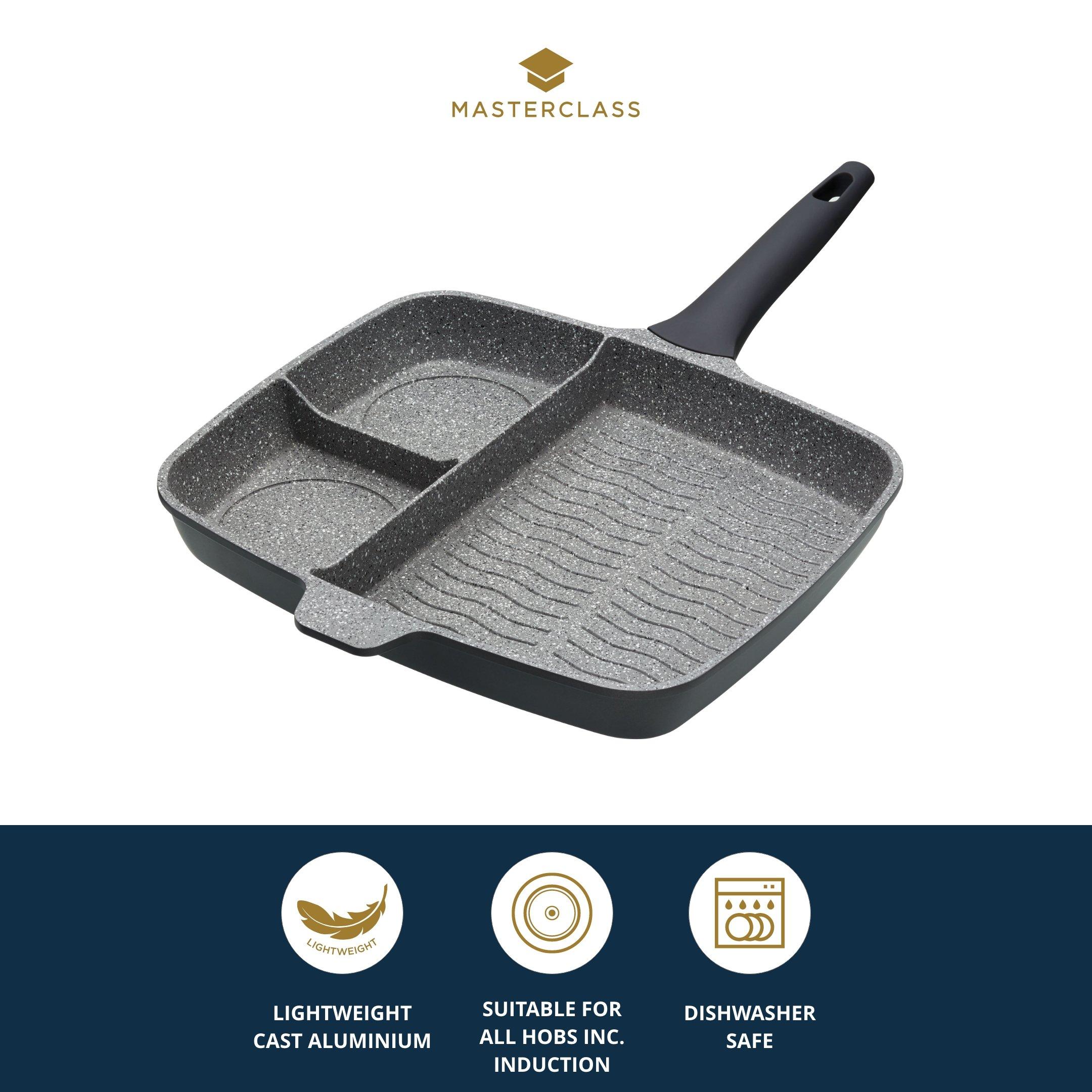 Grey - MasterClass - MasterClass Cast Aluminium Three Section Grill Pan - 5