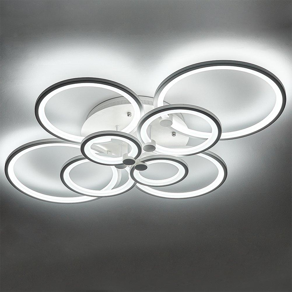 White - Kabinet UK - Modern Circular LED Semi-Flush Ceiling Light - 3