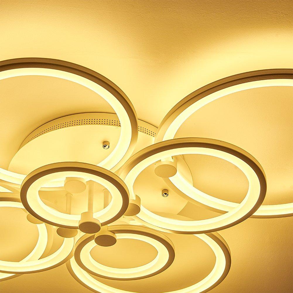 White - Kabinet UK - Modern Circular LED Semi-Flush Ceiling Light - 5