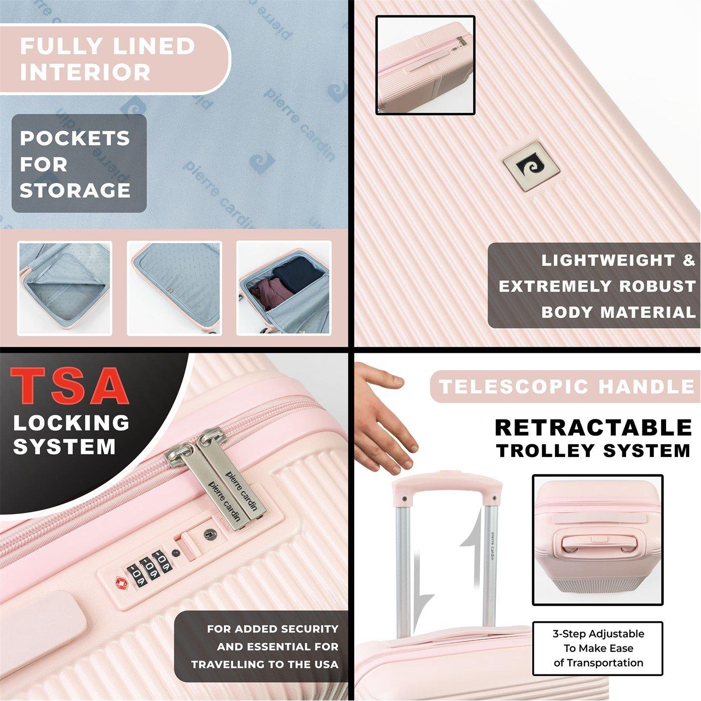 Pink Cl899-28 - Pierre Cardin - Monaco Premium Hard Shell Suitcase Wheeled Luggage - 4