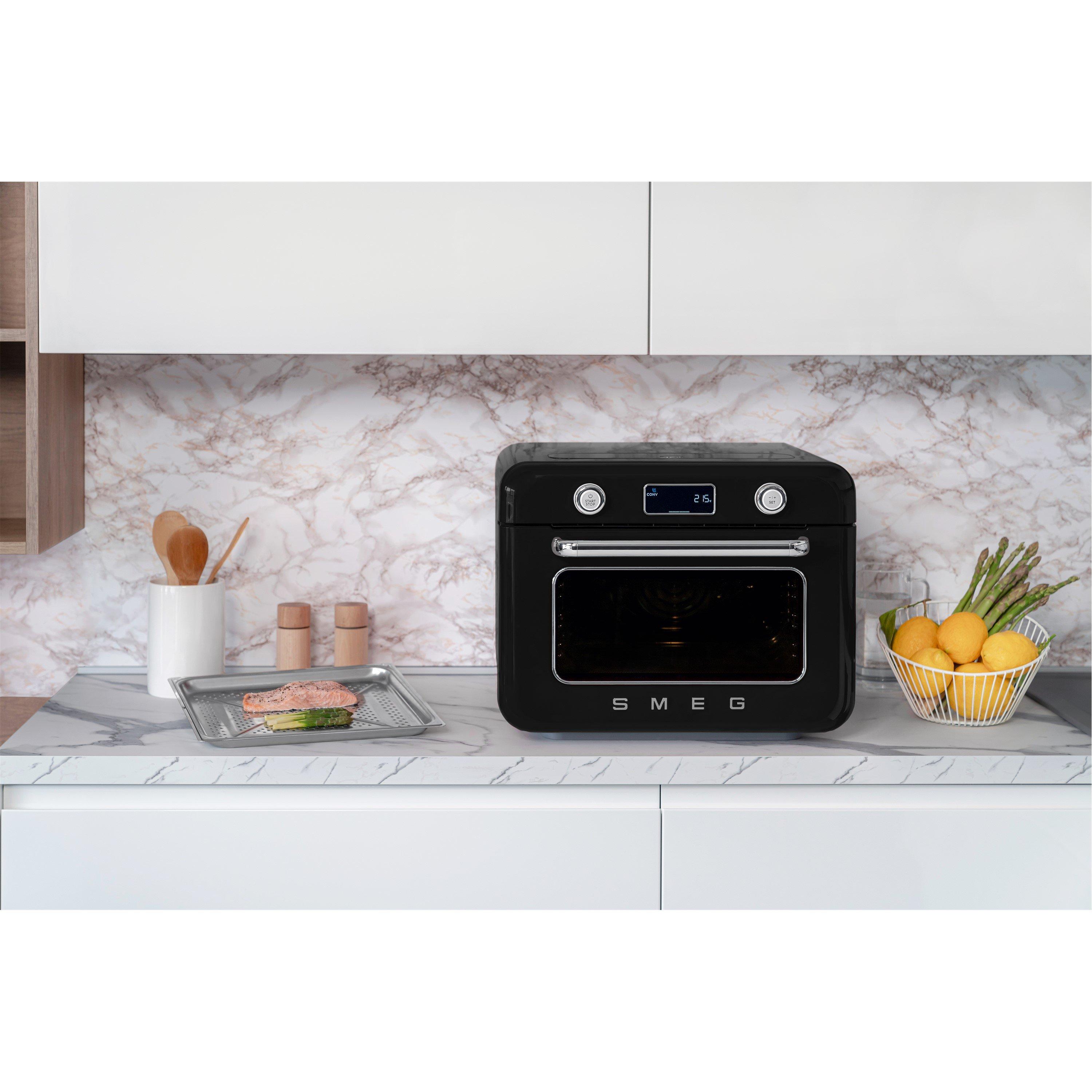Black - Smeg - 9in1 Multifunction countertop oven with Steam  Air - 12