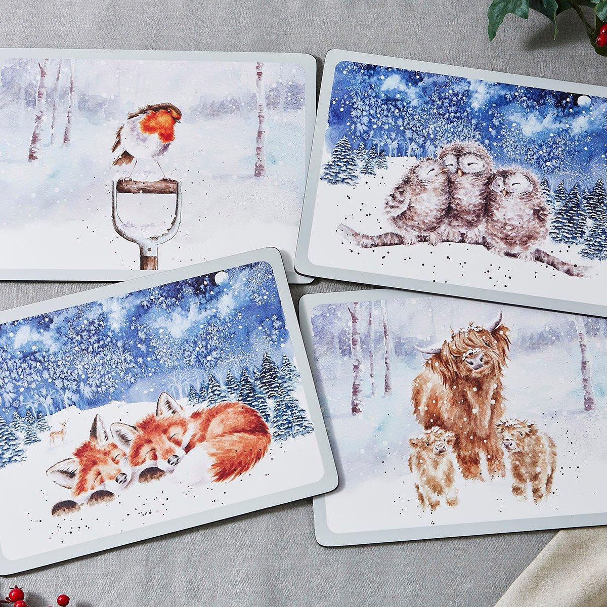 Multi - Royal Worcester Wrendale - Wrendale Designs Large Winter Sky 4 Placemats - 6