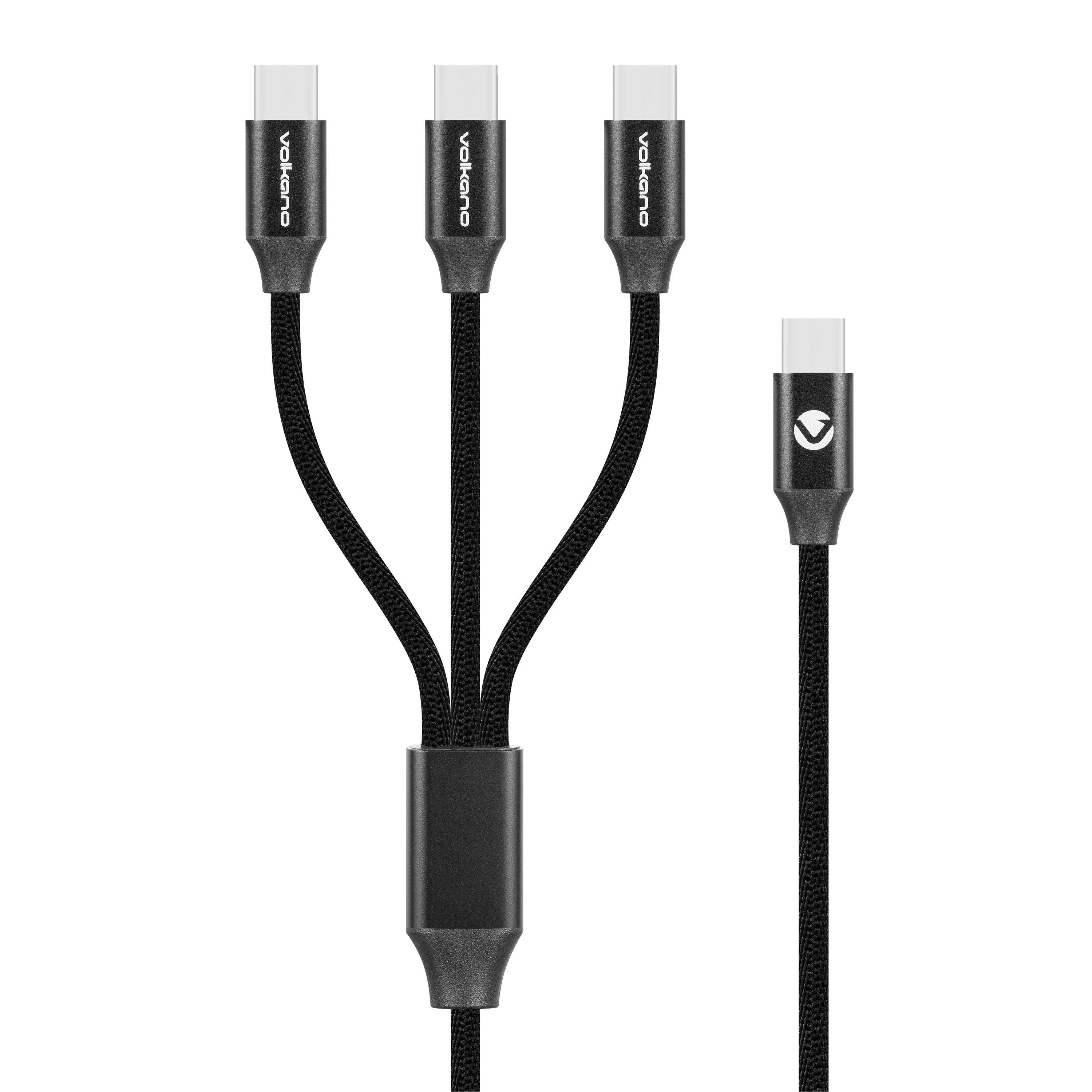 Black - Volkano - Weave 100W 3-in-1 Type-C Charging Cable - 1