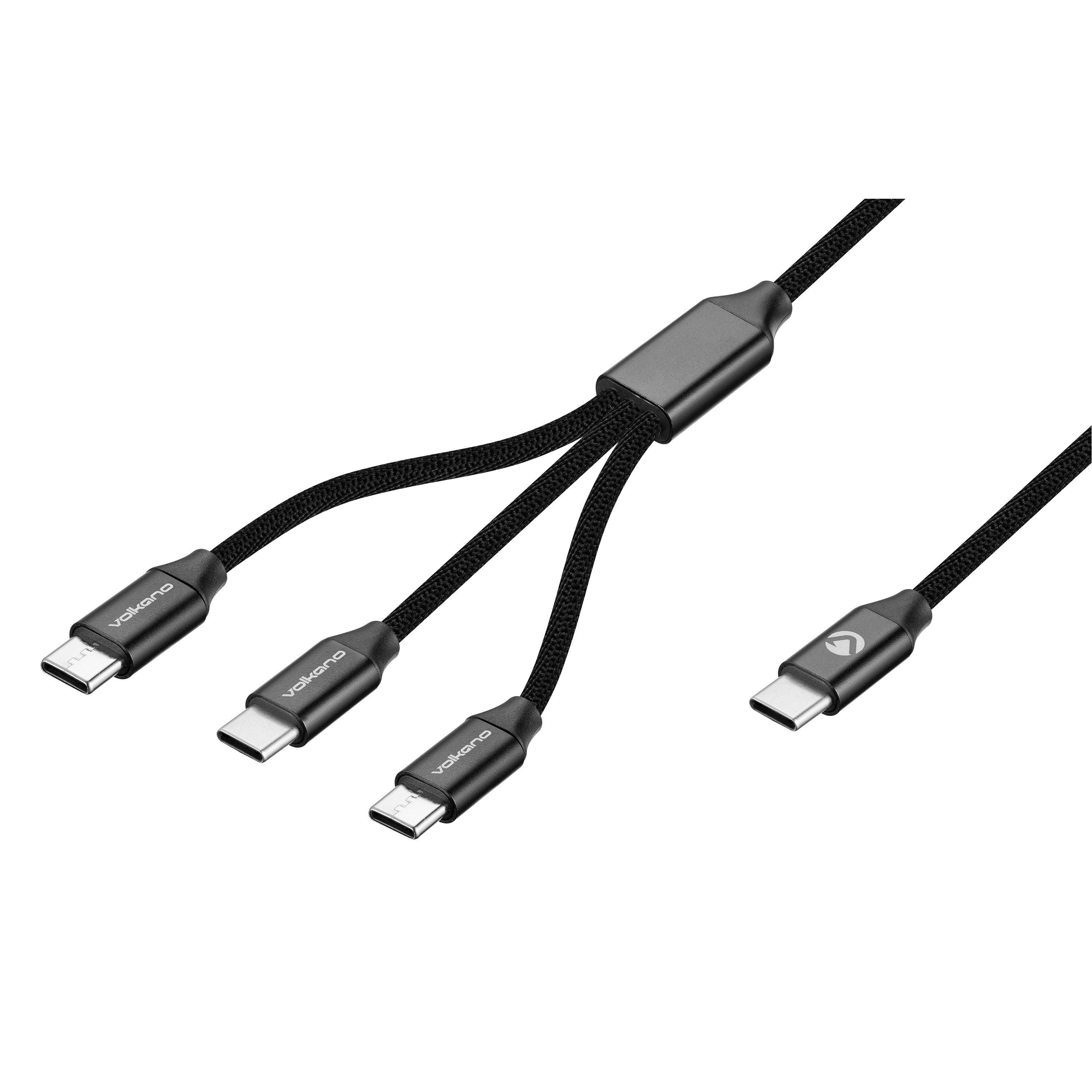 Black - Volkano - Volkano Weave 100W 3-in-1 Type-C Charging Cable - 2