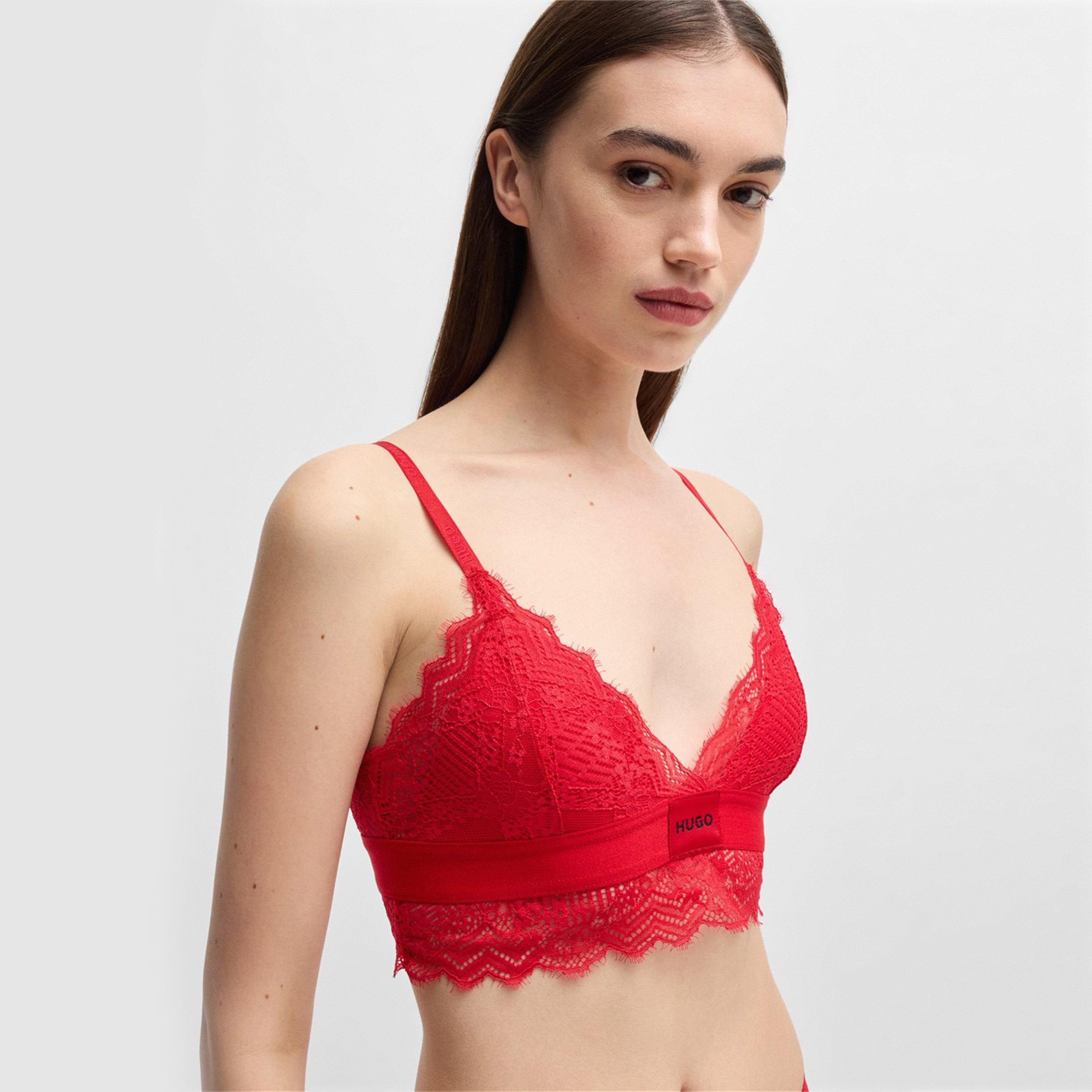 Bright Red - Hugo - Lace Triangle Padded Bralette - 2