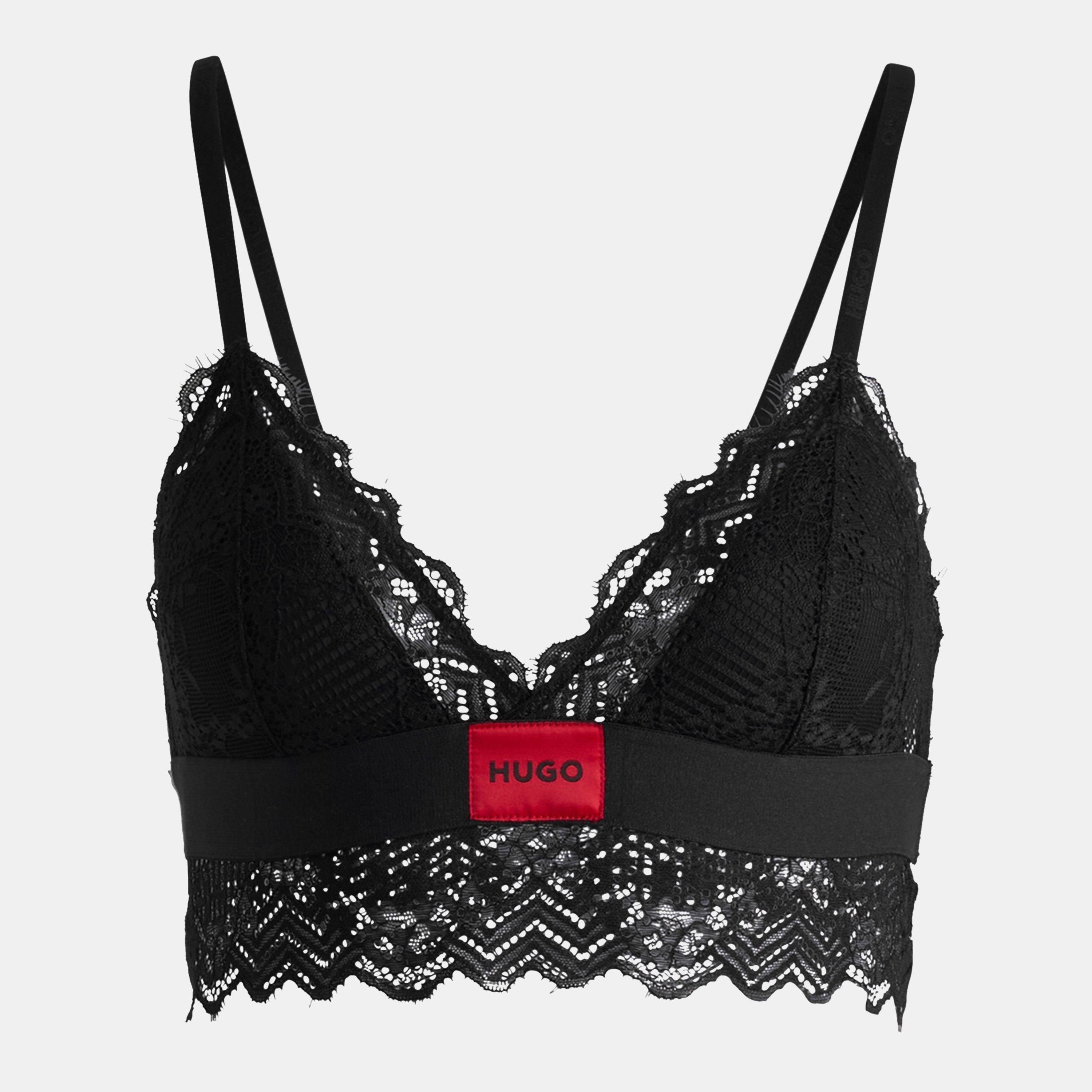 Black - Hugo - Lace Triangle Padded Bralette - 1