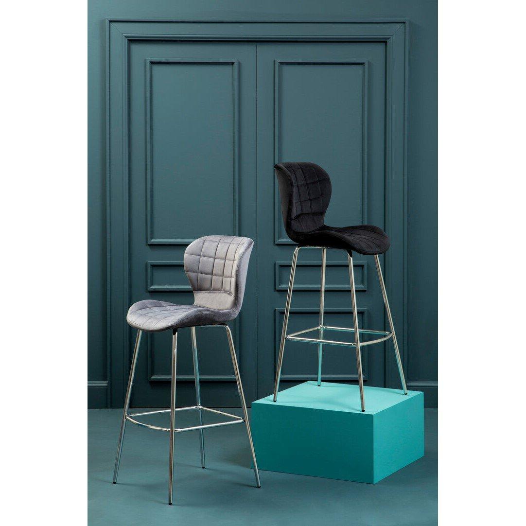 Grey - Interiors by Premier - Warton Grey Velvet Bar Chair - 2